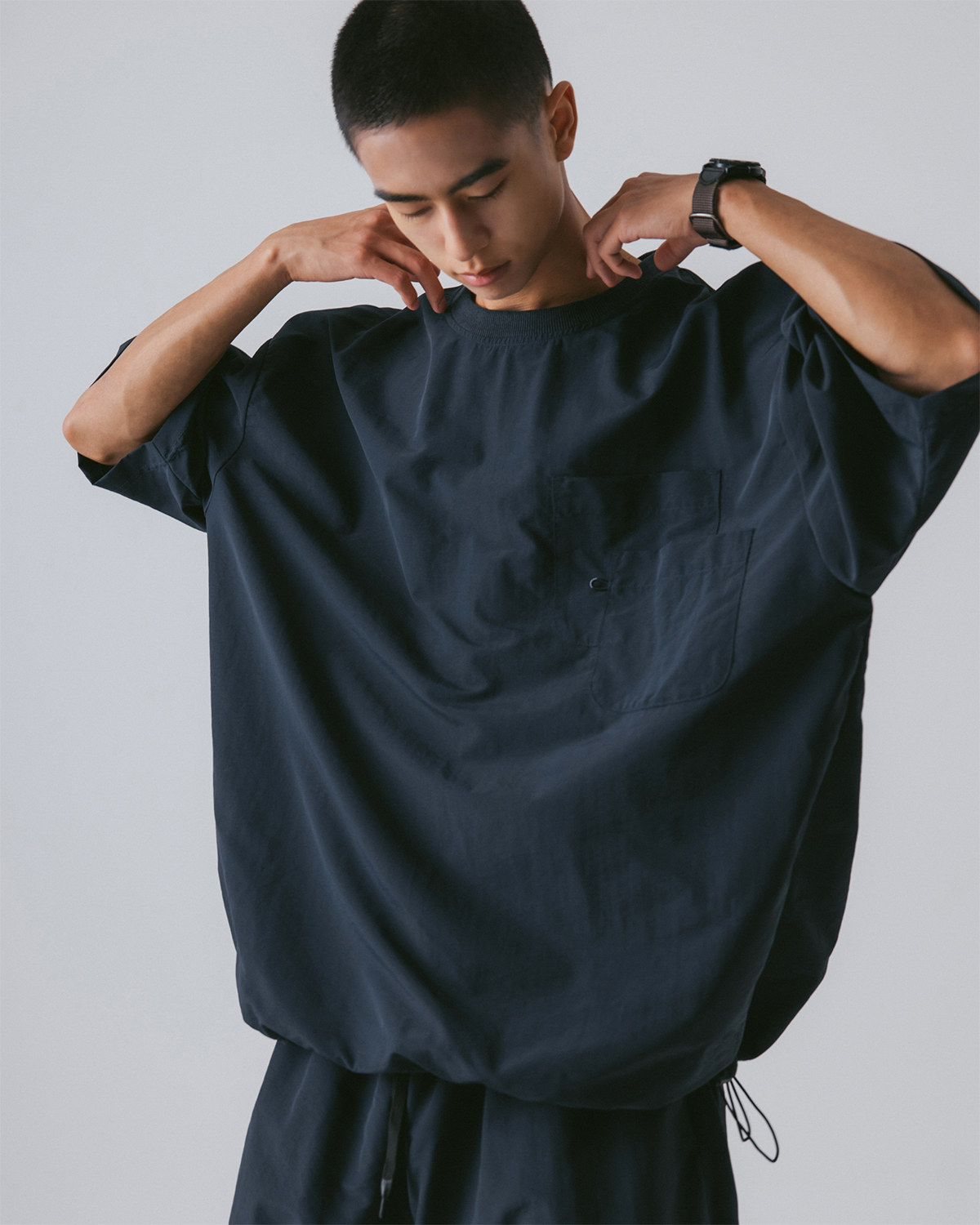 【ANGLAN】24SS★ [AG] Ring Nylon Double Pocket Half Tee 6efa1d93aa869d7f26eb51b473e140
