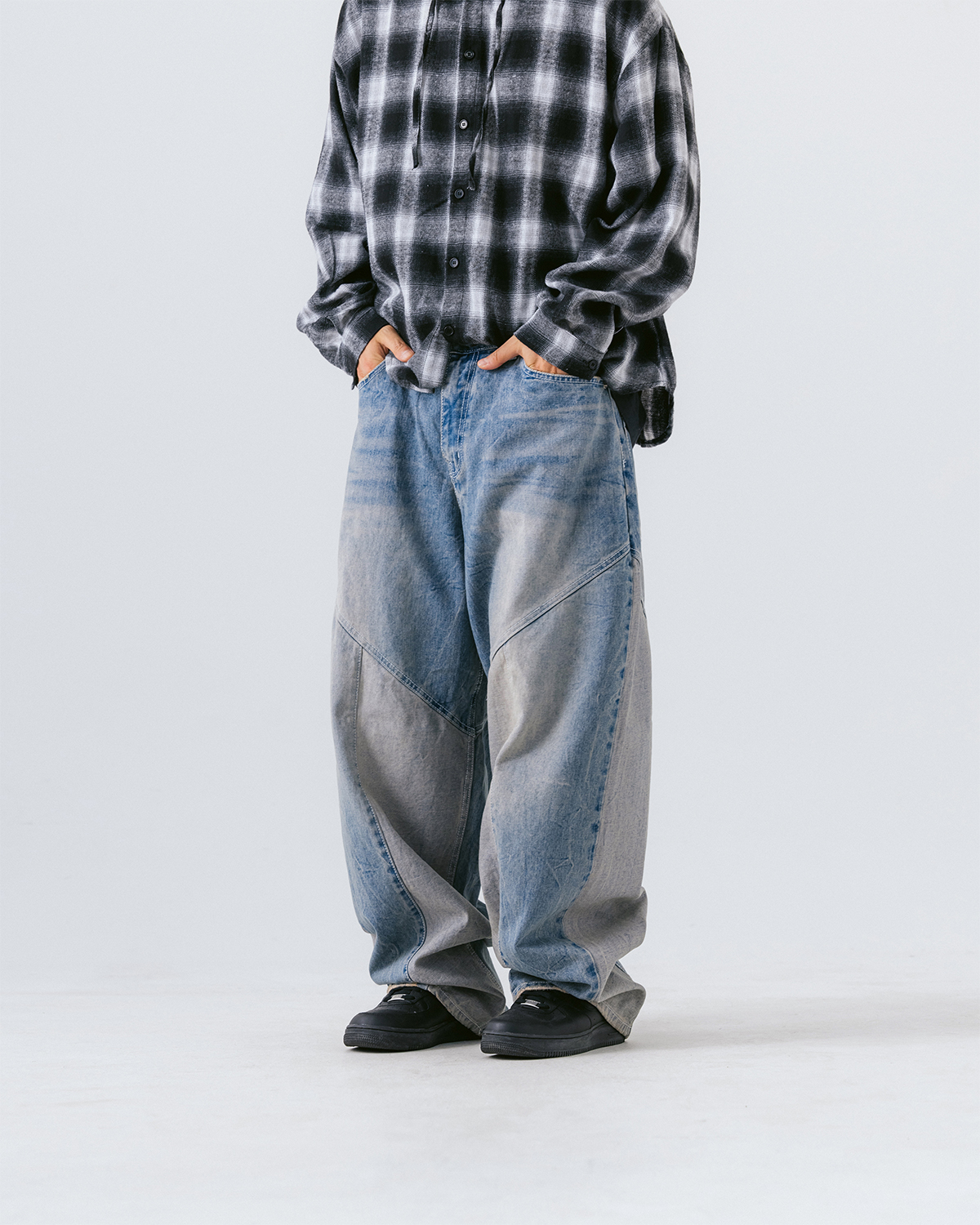 【ANGLAN】Cat Washing Denim Balloon Pants Cat Washing Denim Balloon Pants - Blue - ANGLAN