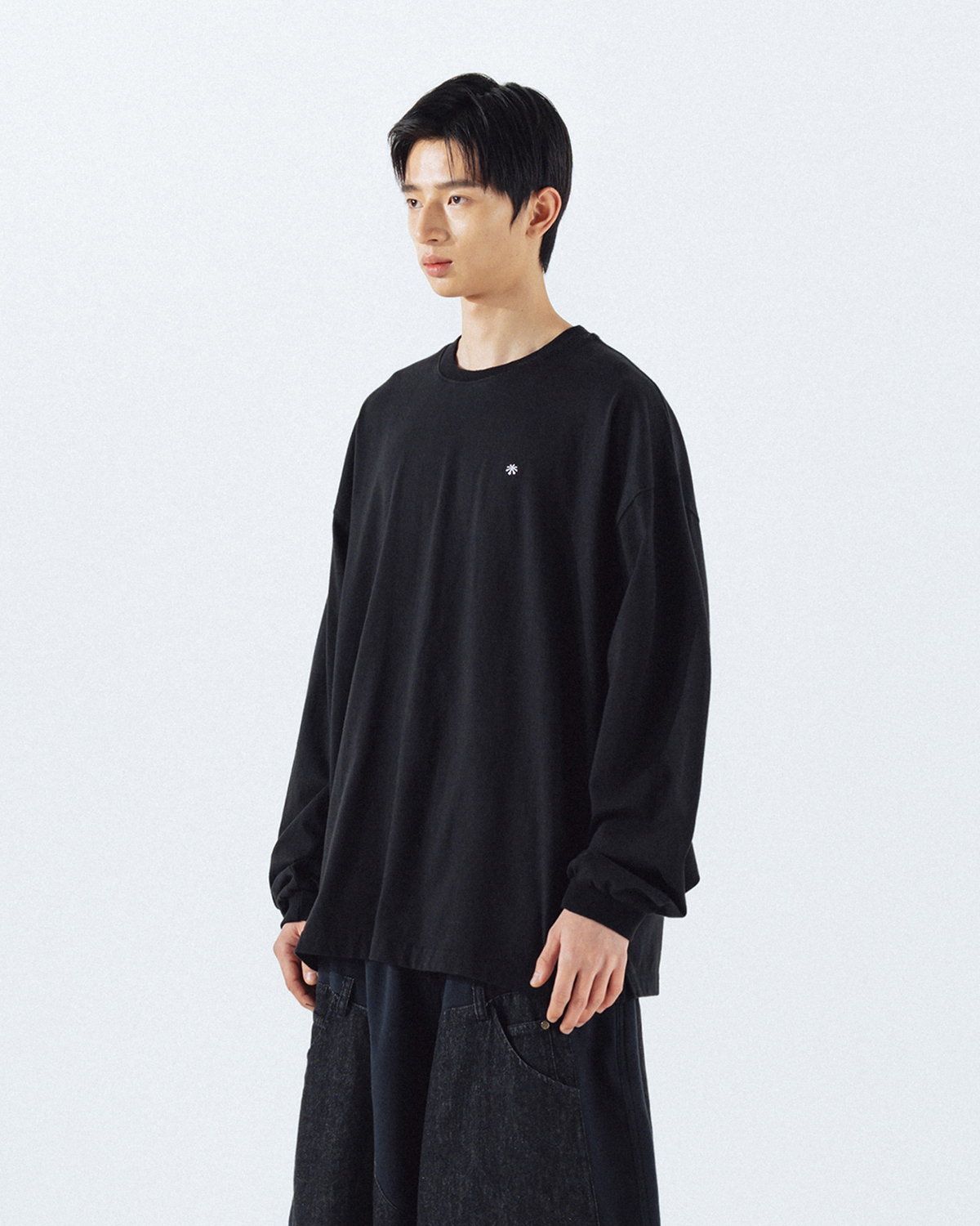 【ANGLAN】22FW★ [AG] Layered Basic Trim Long Sleeve AG] Layered Basic Trim Long Sleeve - Black - ANGLAN