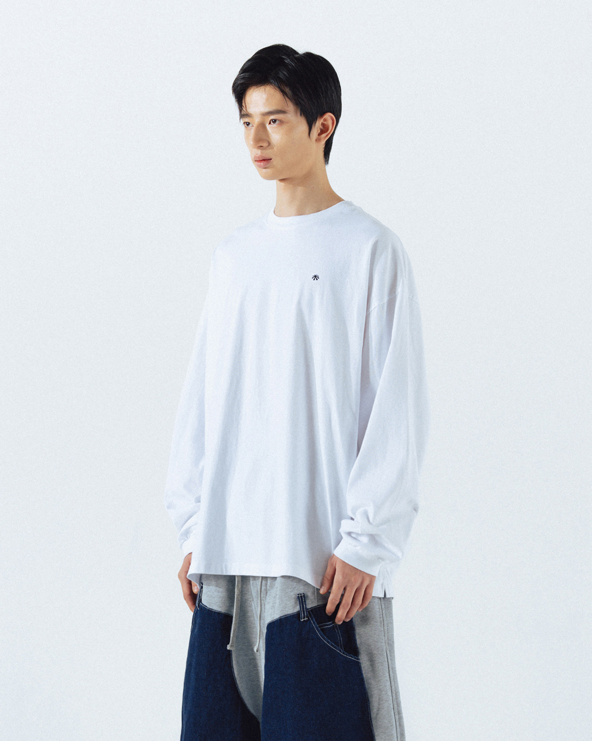 【ANGLAN】22FW★ [AG] Layered Basic Trim Long Sleeve AG] Layered Basic Trim Long Sleeve - White - ANGLAN