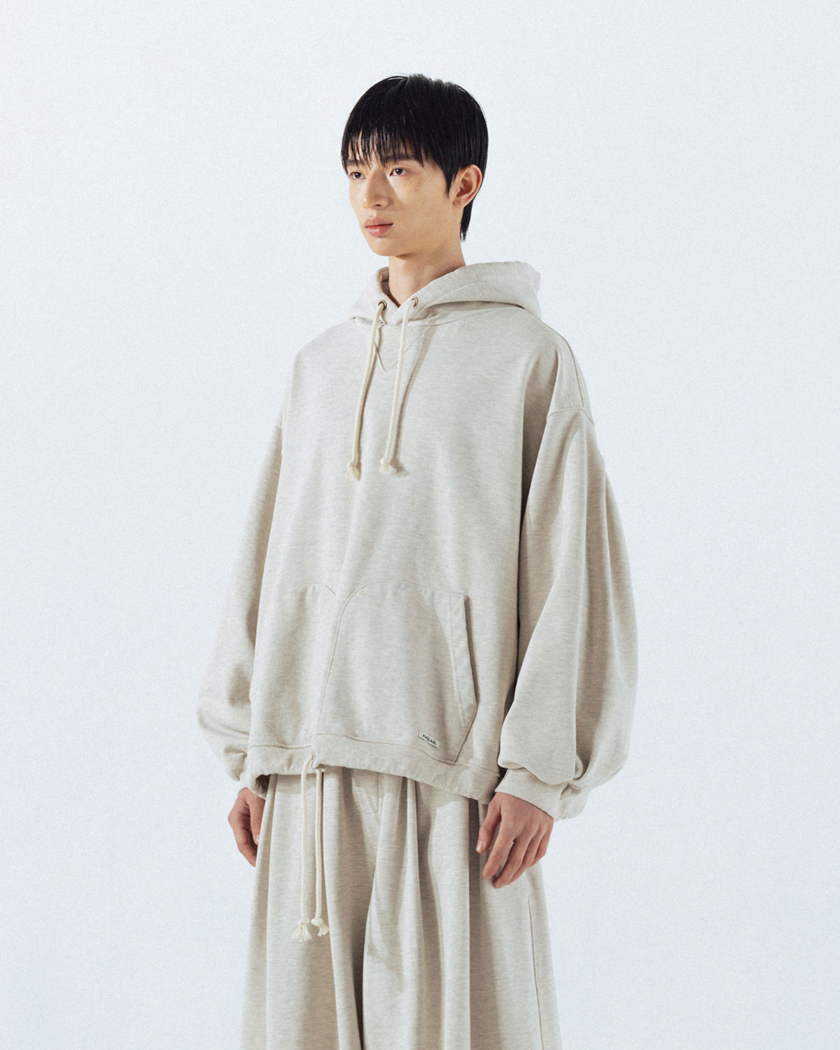 【ANGLAN】25SS★ [AG] Double Valley Tuck Sweat Hoodie AG] Double Valley Tuck Sweat Hoodie - Black - ANGLAN