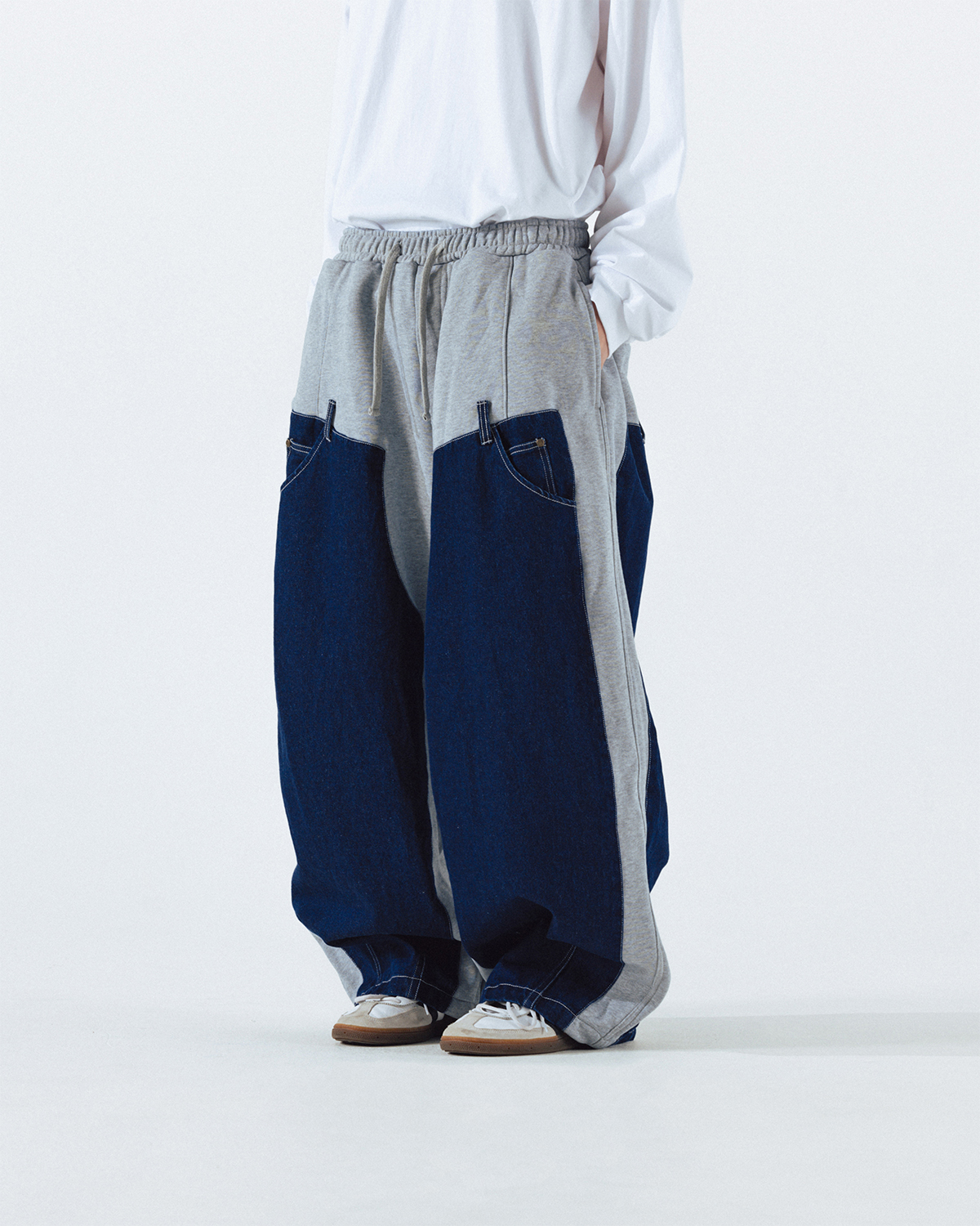 【ANGLAN】25SS★ [AG] Denim Layered Sweat Pants AG] Denim Layered Sweat Pants - Black - ANGLAN