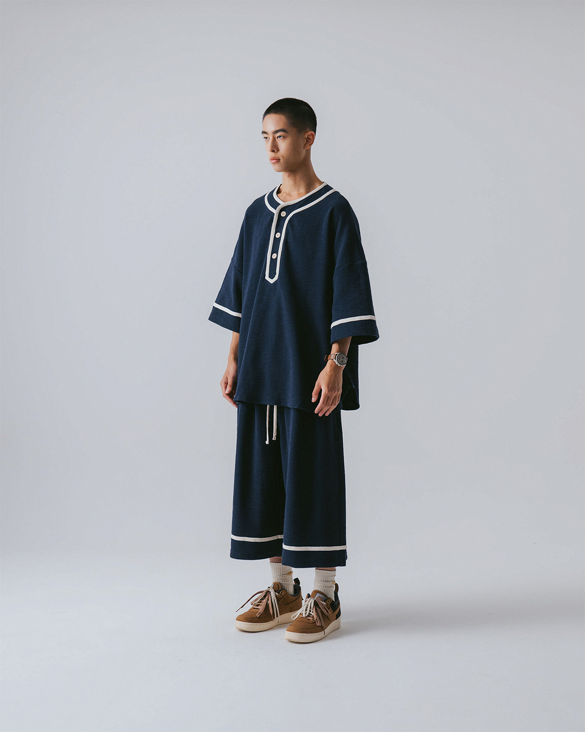 【ANGLAN】24SS★ [AG] Baseball Half Pants AG] Baseball Half Pants - Navy - ANGLAN