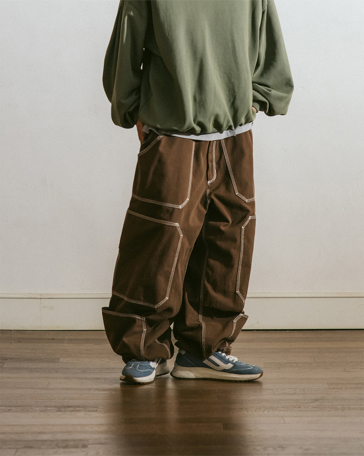 AG] Spread Panel Twill Work Pants - Brown - ANGLAN