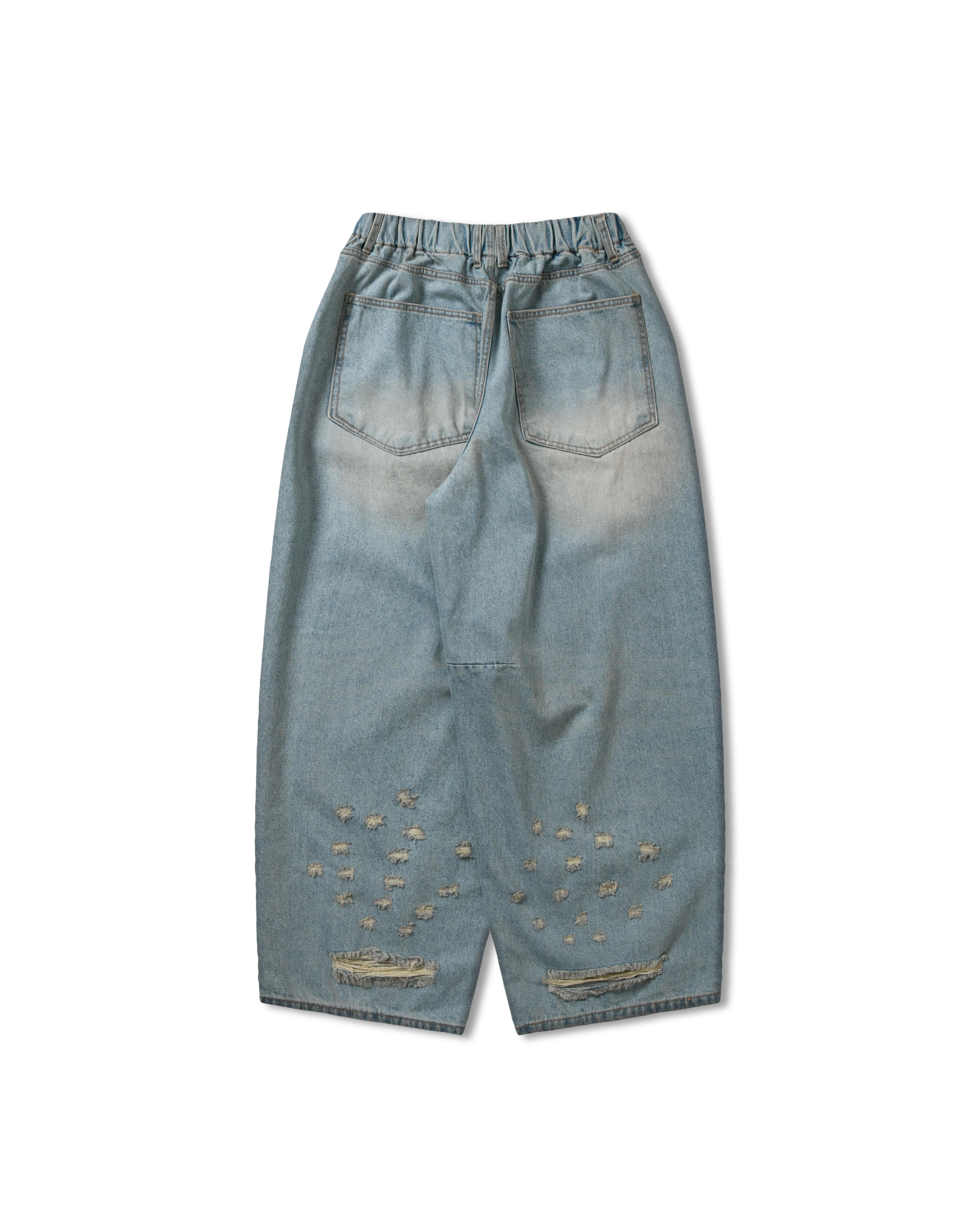 【ANGLAN】Dart Damage Denim Ballon Pants Dart Damage Denim Balloon Pants - Deep Blue - ANGLAN