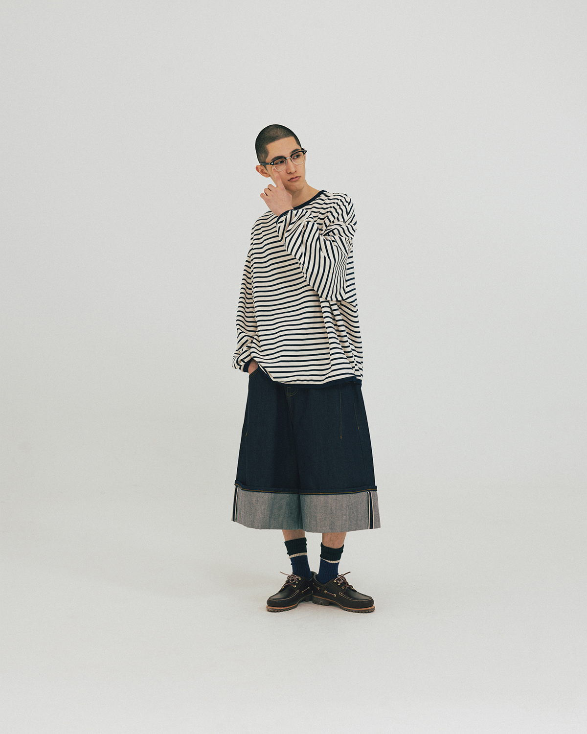 【ANGLAN】Non Fade Wide Denim Pants Non Fade Wide Denim Pants - Blue Denim - ANGLAN