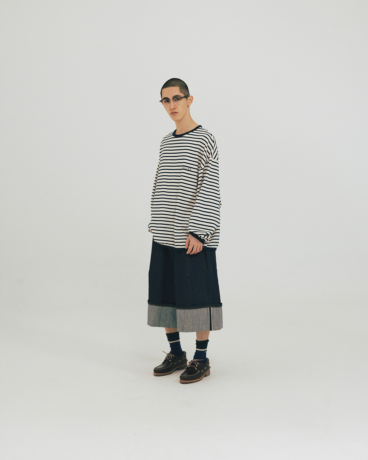【ANGLAN】25SS★ [AG] Turn-up Selvedge Denim Half Pants AG] Turn-up Selvedge Denim Half Pants - Indigo - ANGLAN
