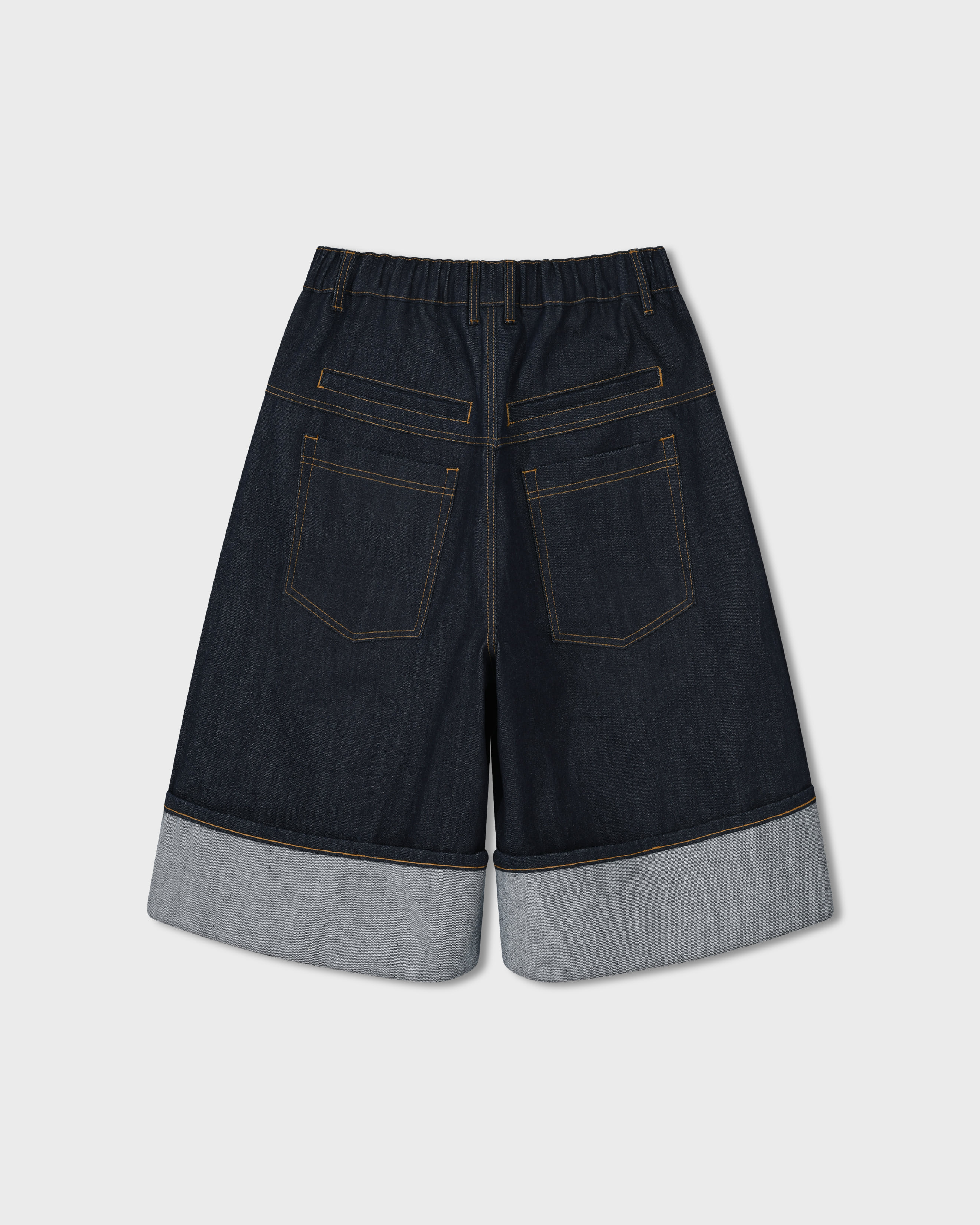 【ANGLAN】25SS★ [AG] Turn-up Selvedge Denim Half Pants AG] Turn-up Selvedge Denim Half Pants - Indigo - ANGLAN