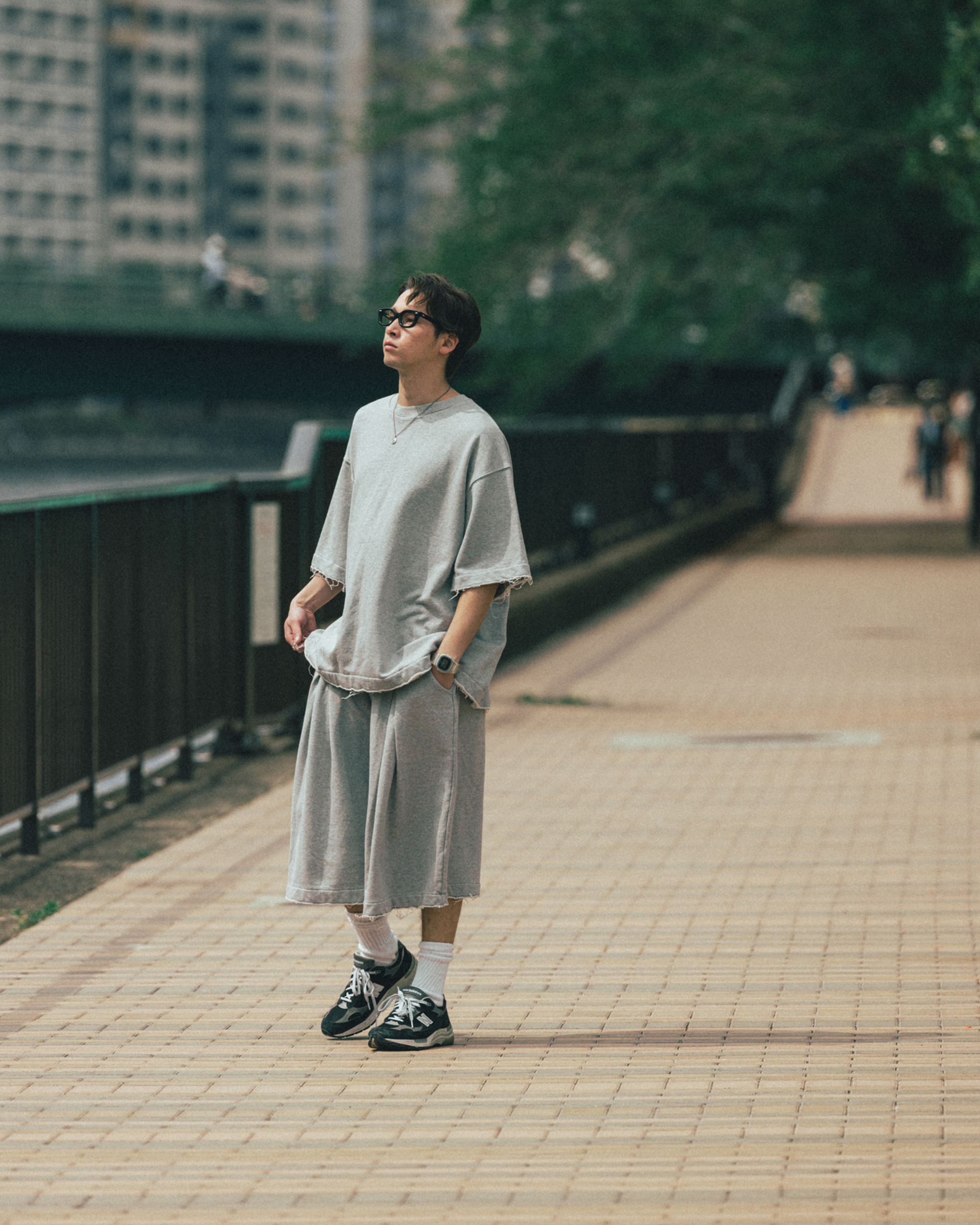【ANGLAN】25SS★ [AG] Valley Tuck Sweat Half Tee AG] Valley Tuck Sweat Half Tee - Black - ANGLAN