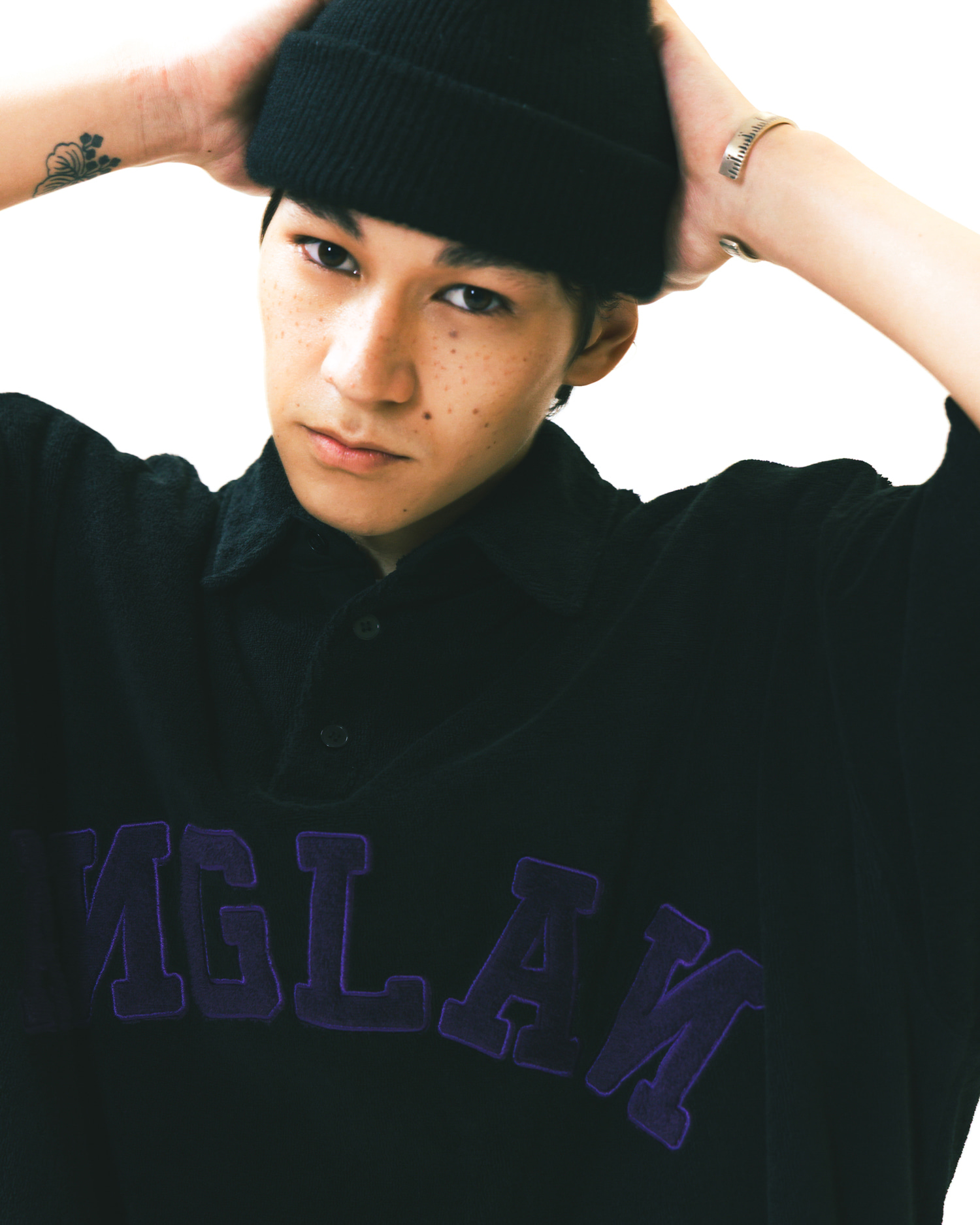 AG] Applique Terry Polo Shirt - Black - ANGLAN