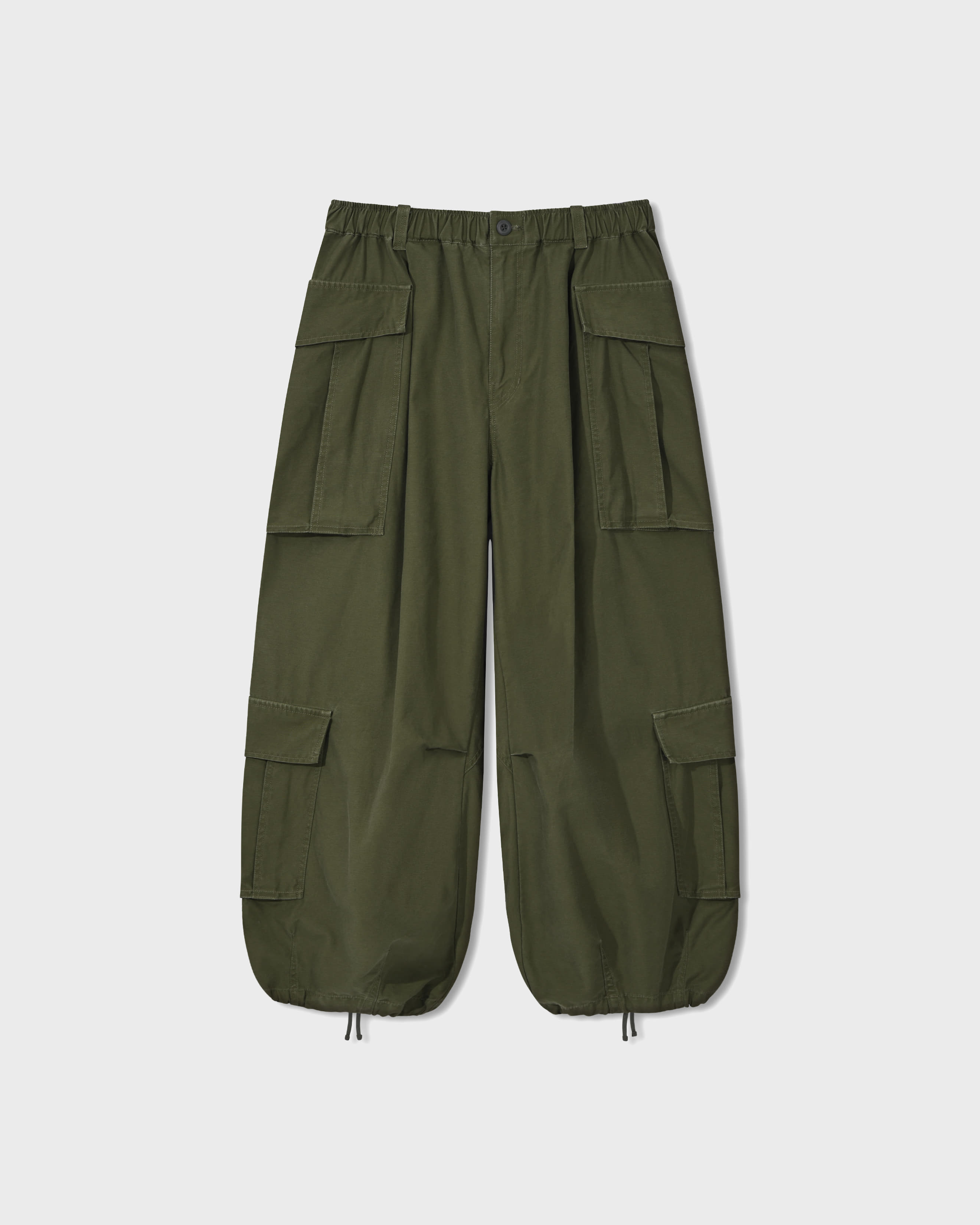AG] Double Jungle Cargo Balloon Pants - Khaki - ANGLAN