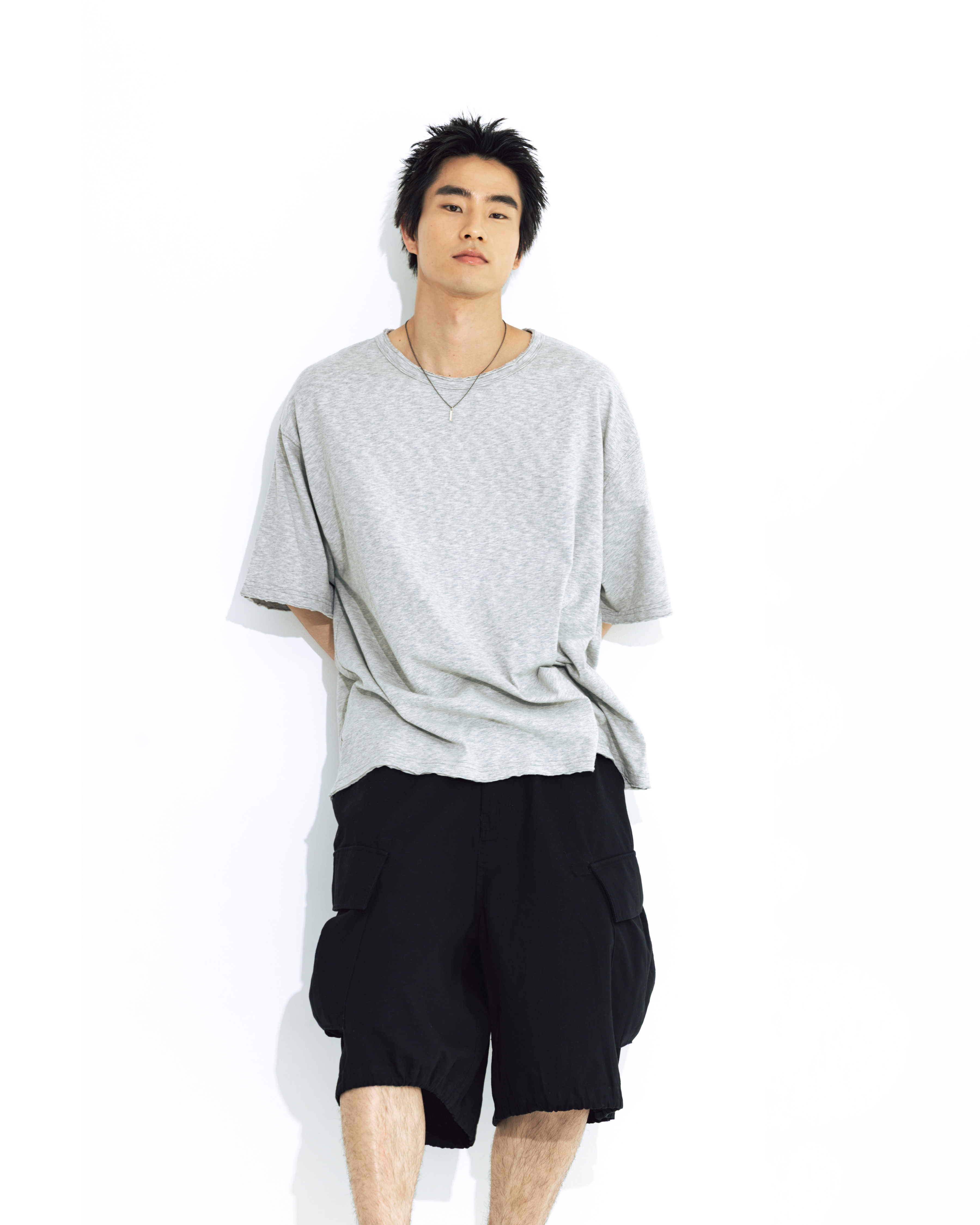 【ANGLAN】25SS★ [AG] Cut off Half Tee AG] Cut off Half Tee - Melange Grey - ANGLAN