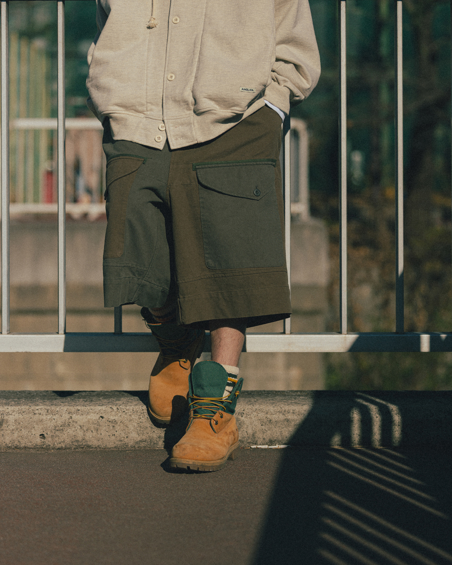 AG] Double Pocket Color Mix Half Pants - Khaki - ANGLAN