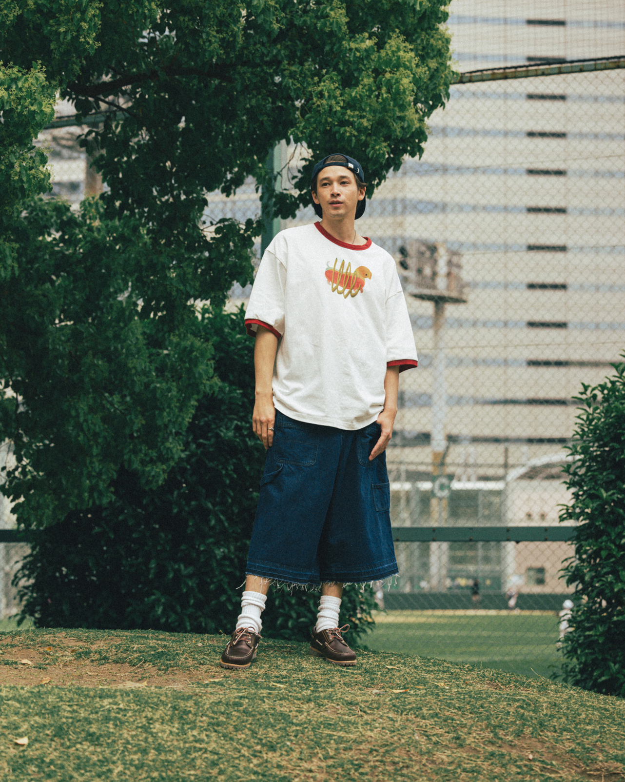 【ANGLAN】25SS★ [AG] Reverse Double Knee Half Pants AG] Reverse Double Knee Half Pants - Dark Blue - ANGLAN
