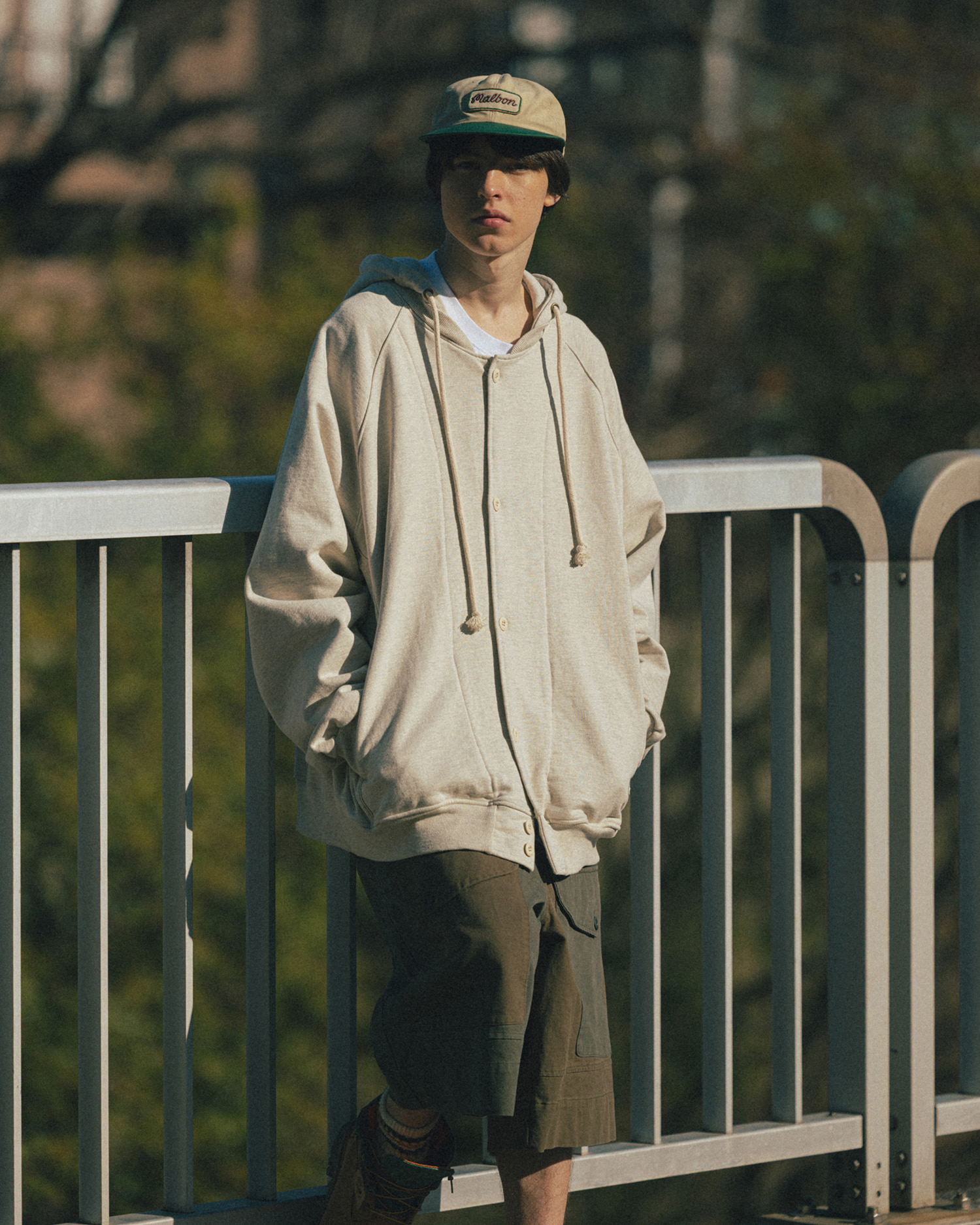 AG] Double Pocket Color Mix Half Pants - Khaki - ANGLAN