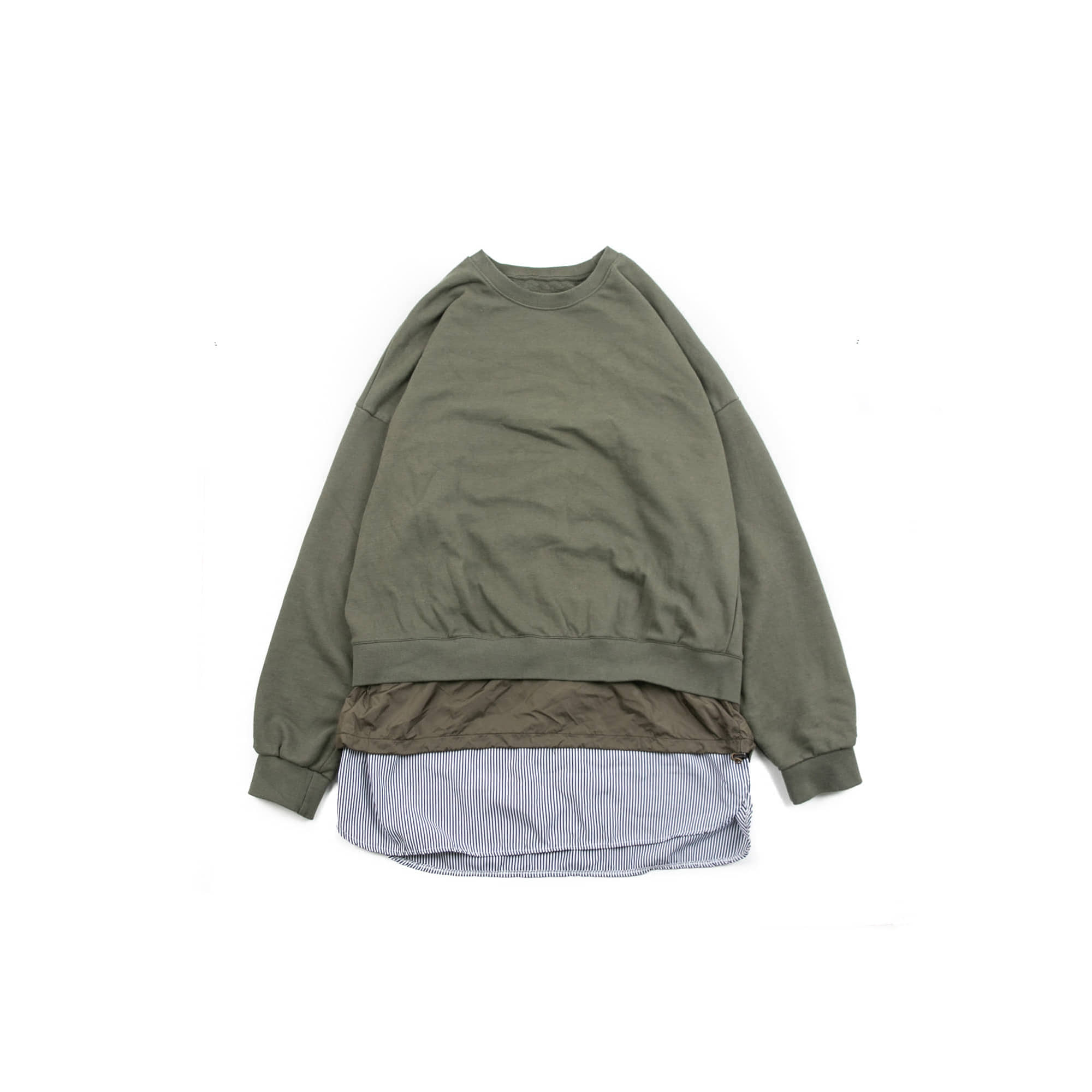 Layered Fabric Sweat Shirt - Khaki