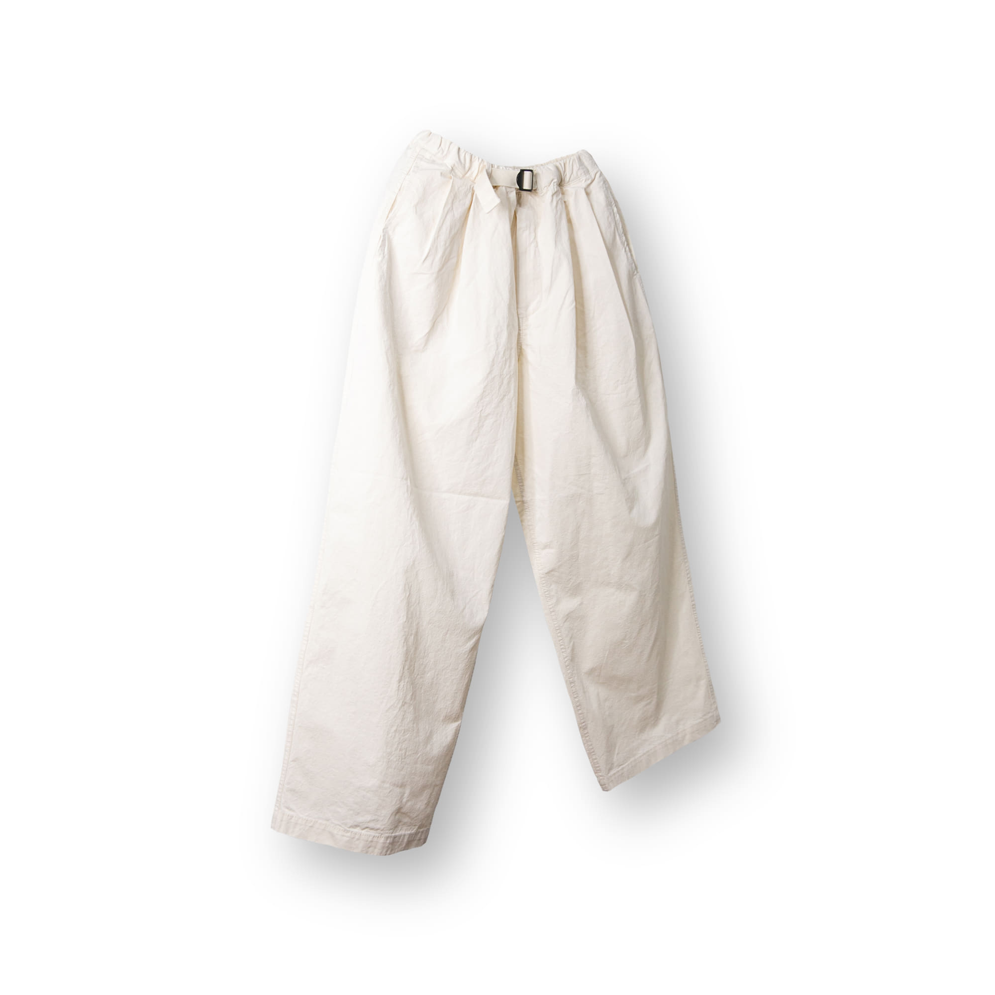 Belt Pin-Tuck Wide Pants - Ivory