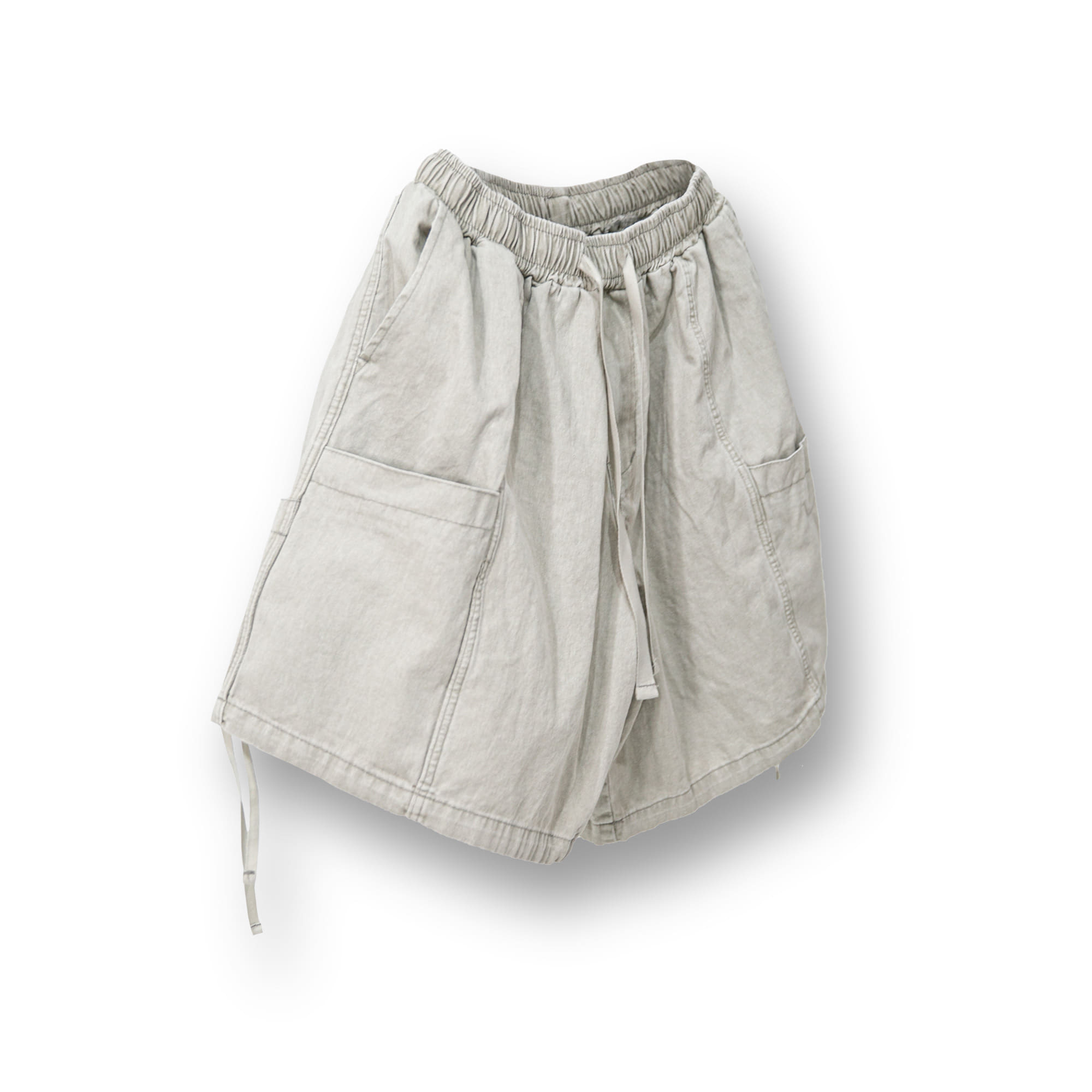 Multi Pocket Strap Half Pants - Beige