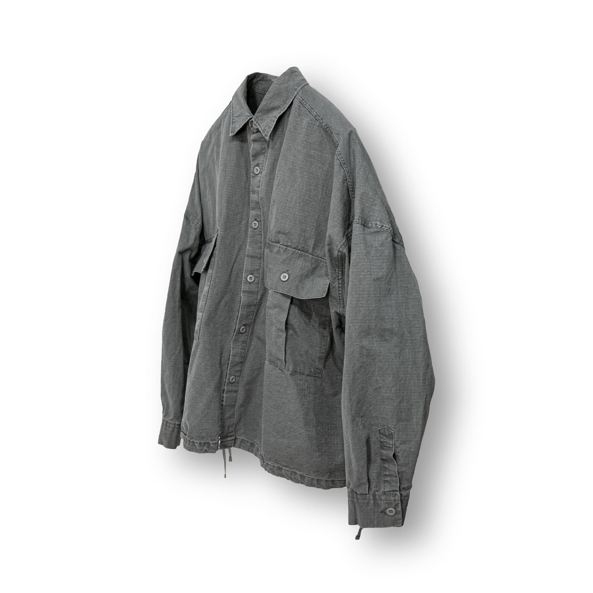 Rib Army Cargo Over Shirt - Charcoal