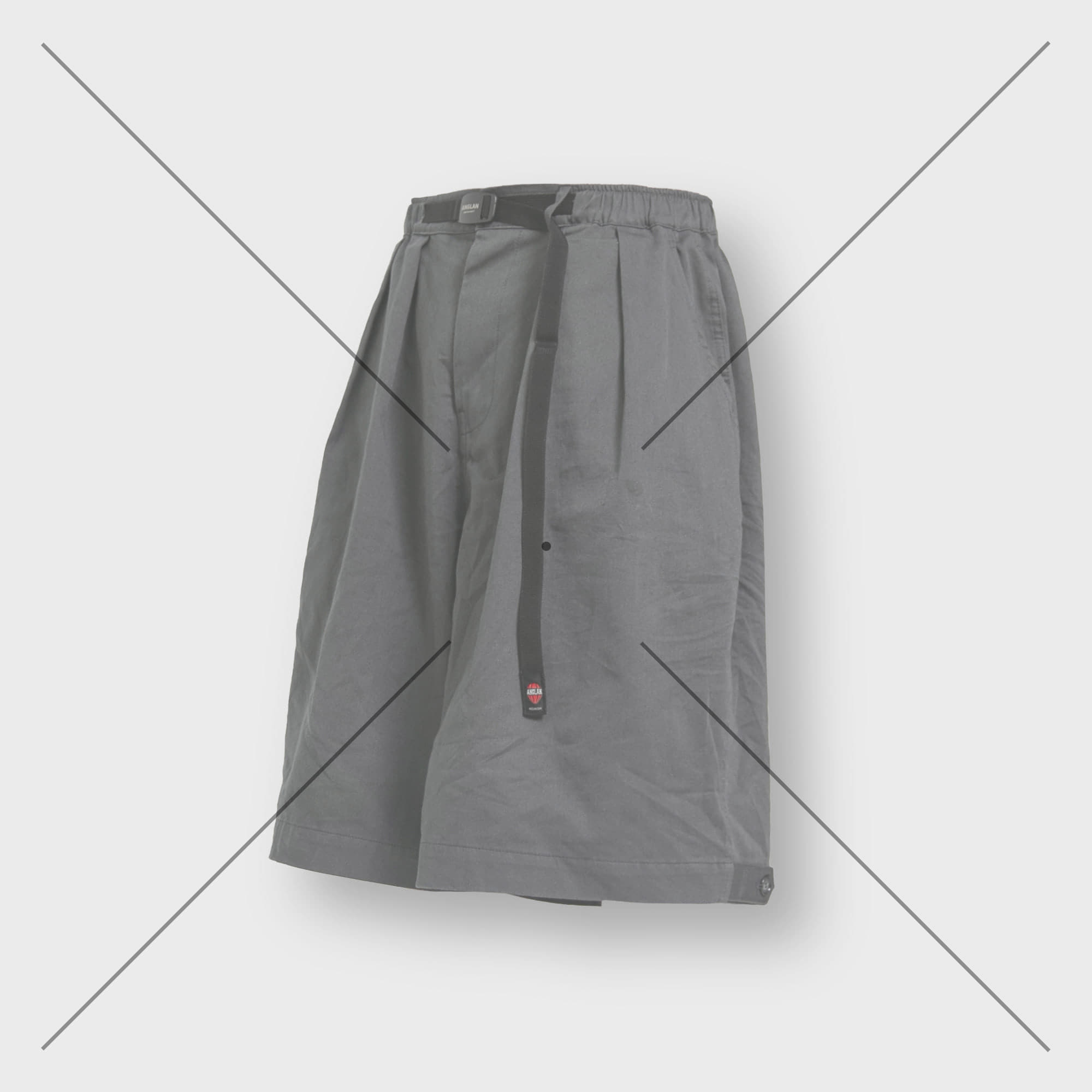 [AG] Belt Wide Vijo Half Pants - Grey