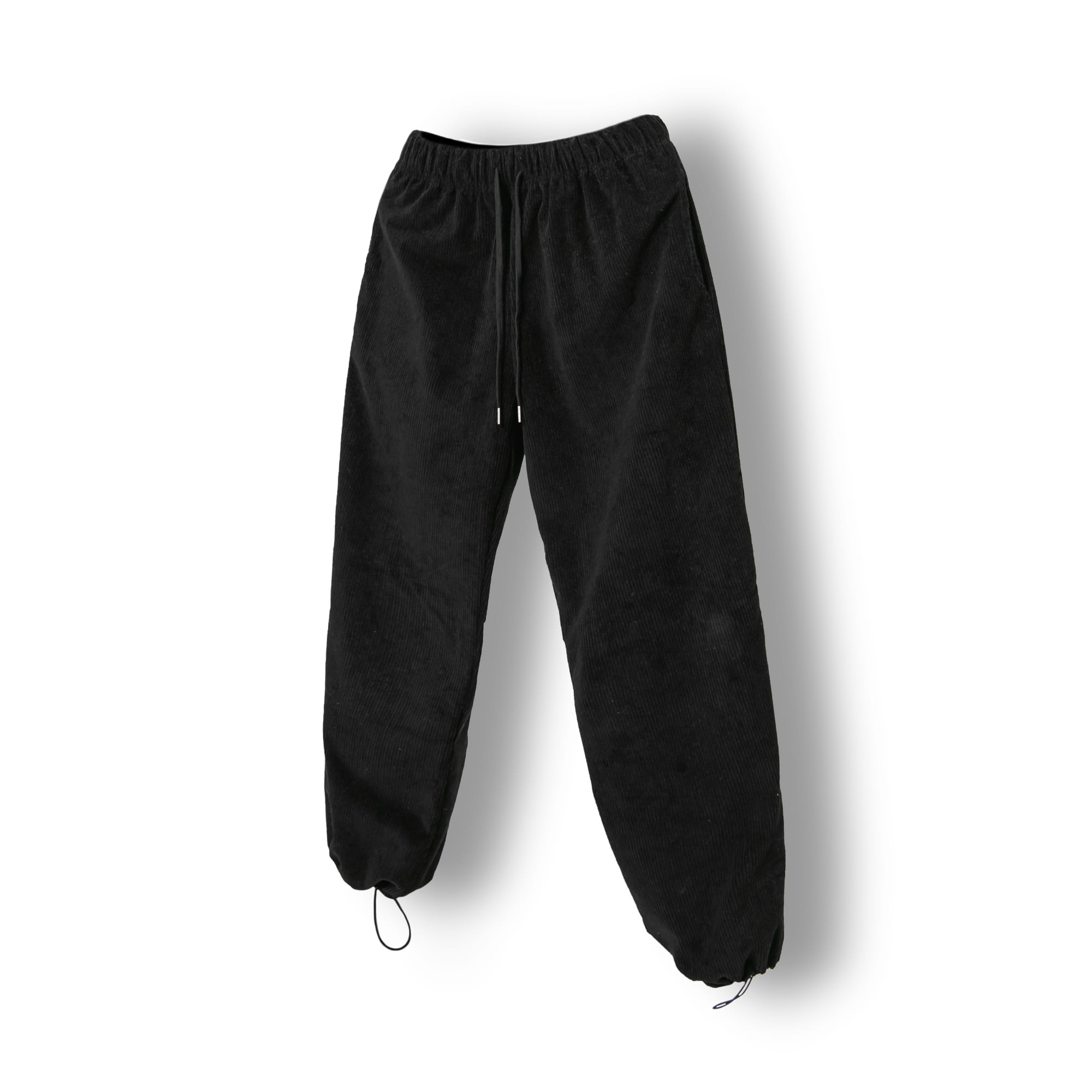 Corduroy String Wide Pants - Black