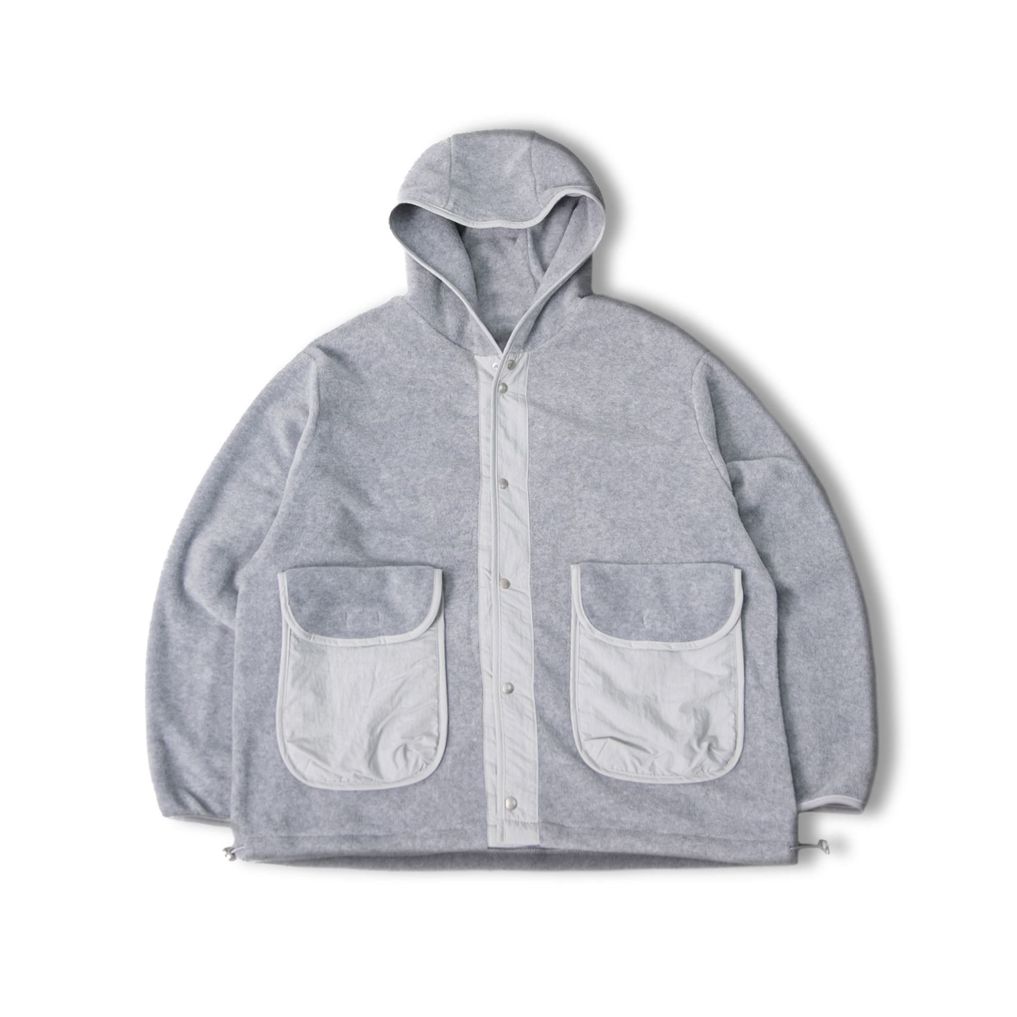 Two Pocket Fleece Hoodie Jacket - Grey