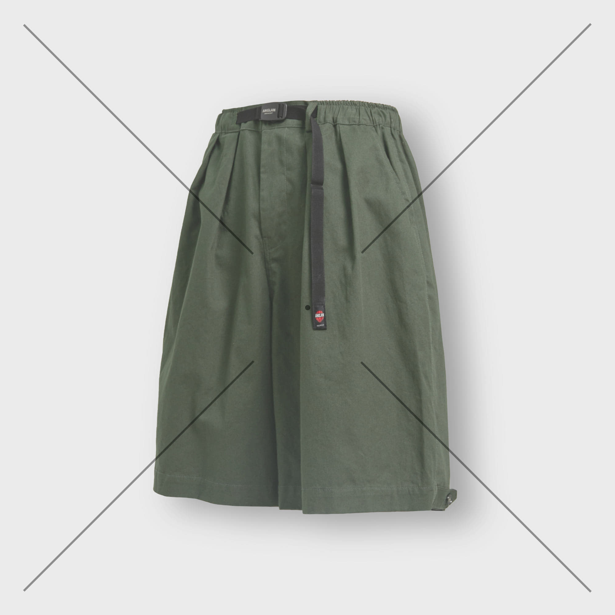 [AG] Belt Wide Vijo Half Pants - Green