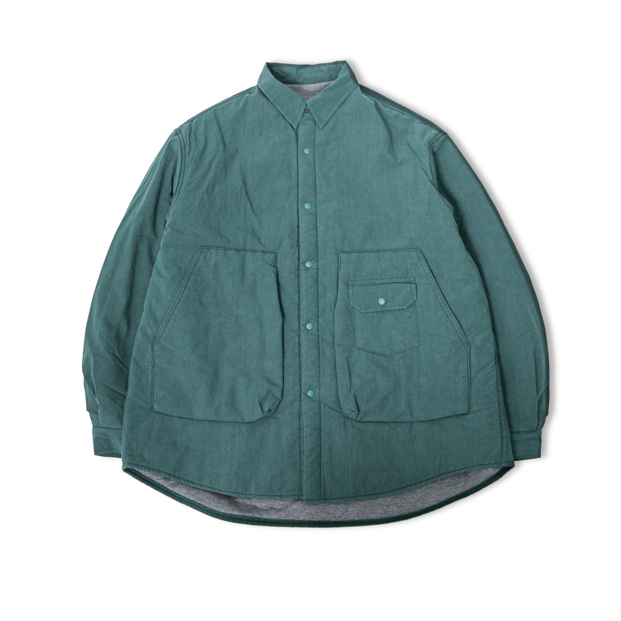 Padded Snap Shirt Jacket - Green