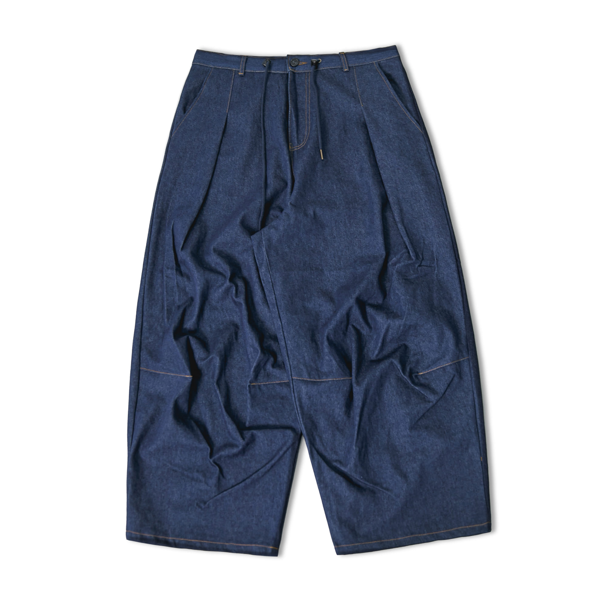 Shin Dart Denim Balloon Pants - Blue