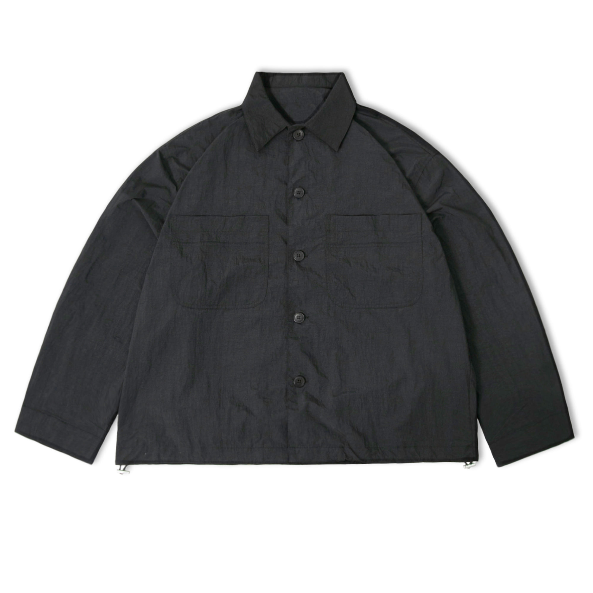 Nylon String Shirt Jacket - Black
