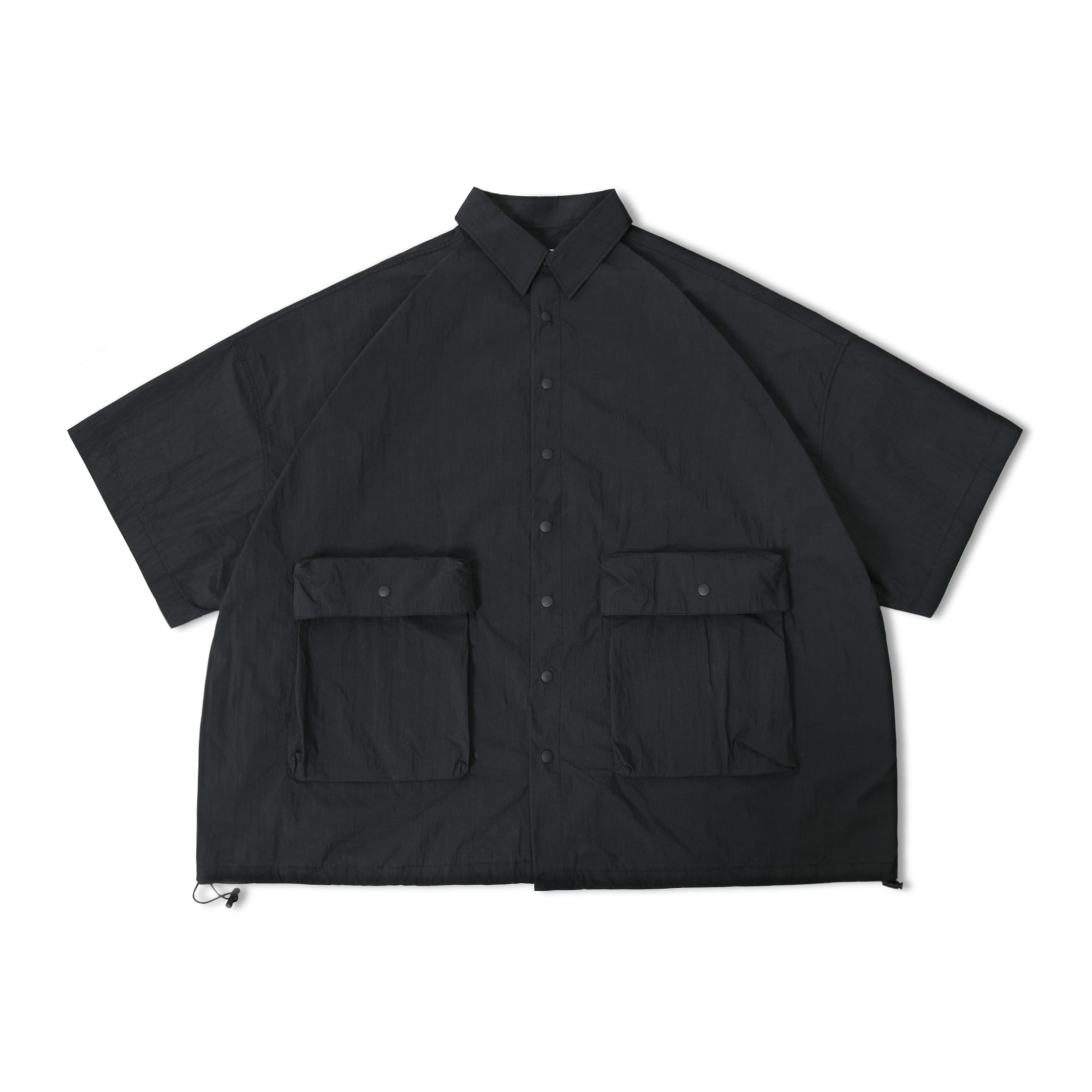 3D Pocket Strap Half Shirt - Black