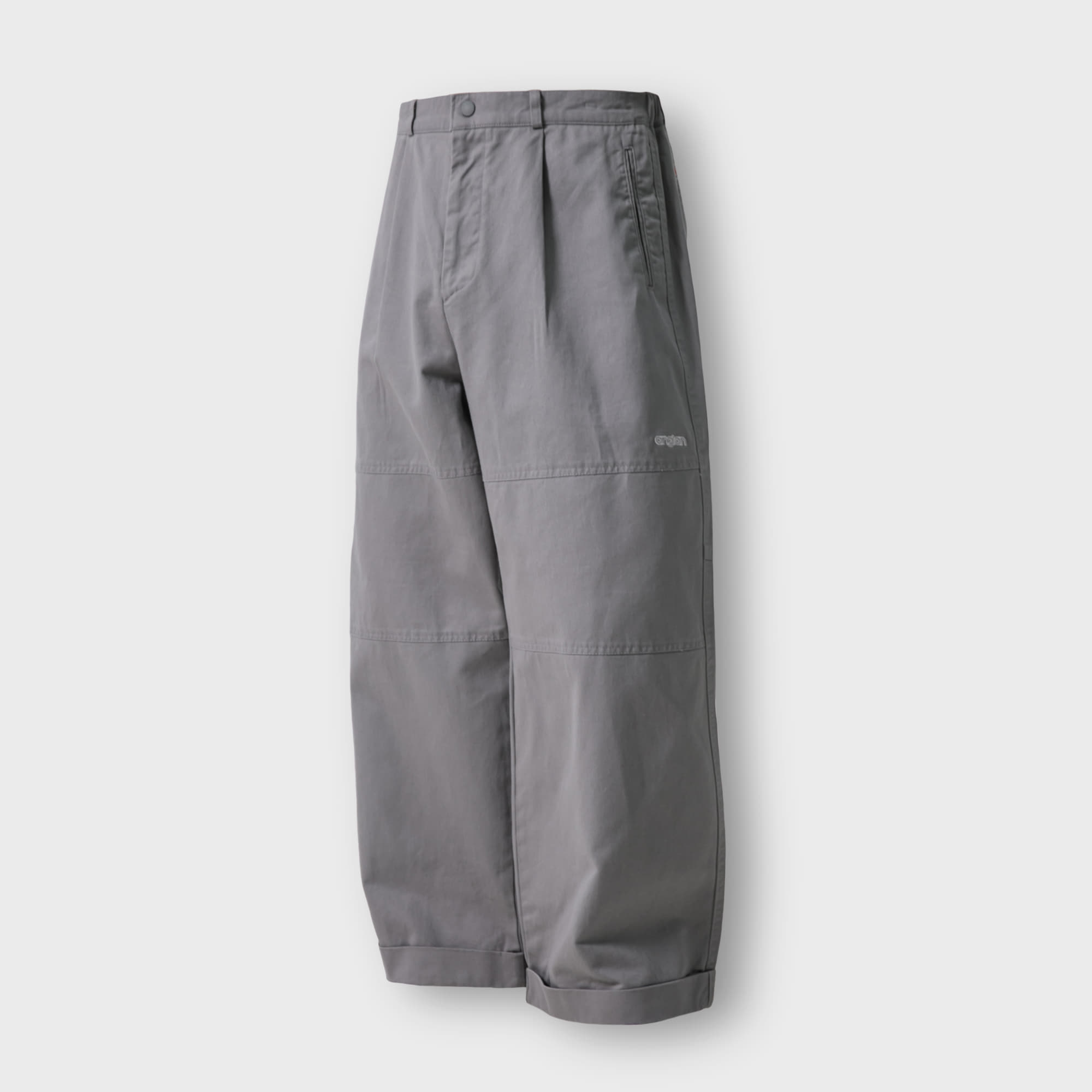 [AG] Knee Pannel Wide Turn up Pants - Grey