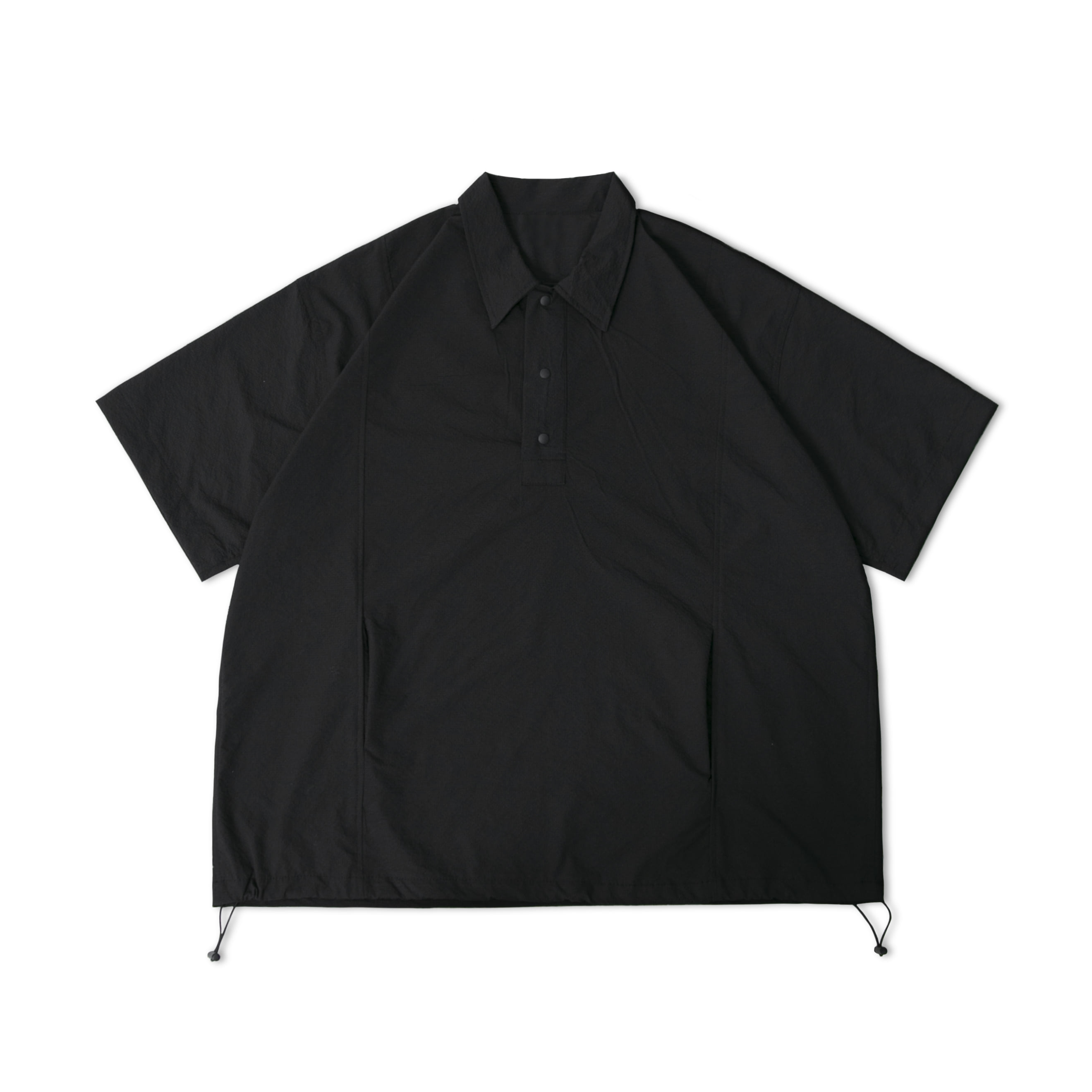 Seersucker String Half Shirt - Black