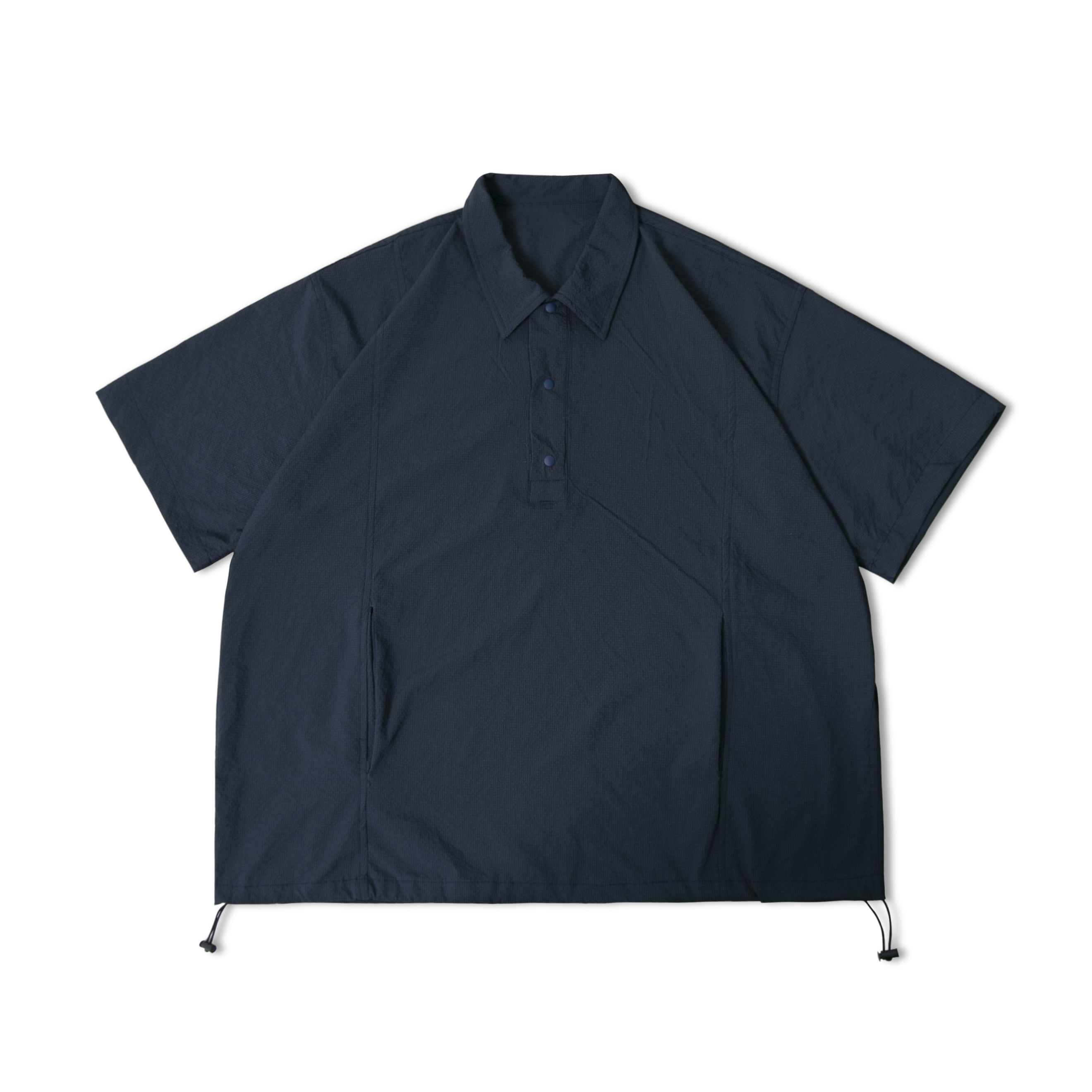 Seersucker String Half Shirt - Navy
