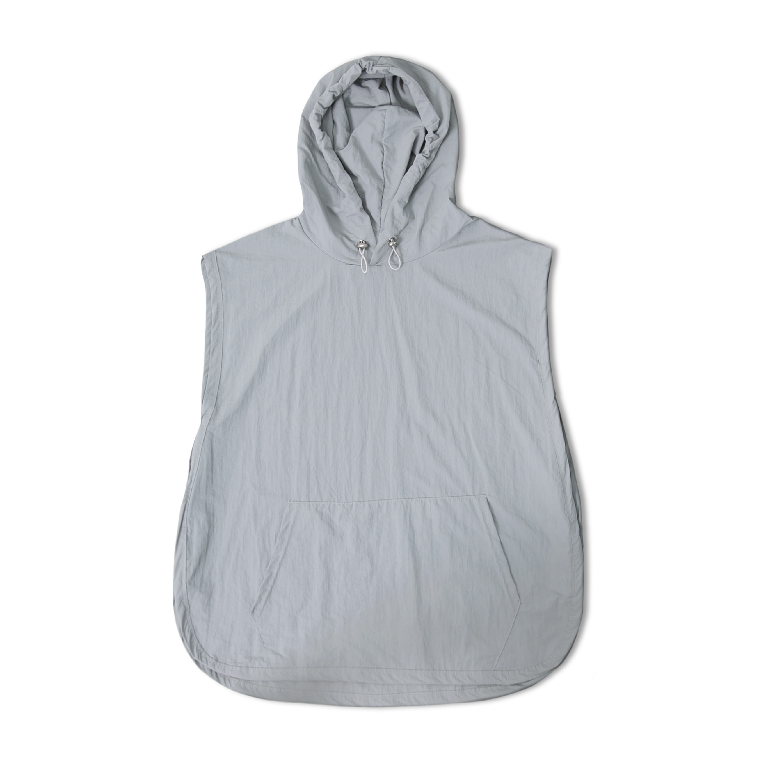 Nylon String Zip Hoodie Vest - Grey