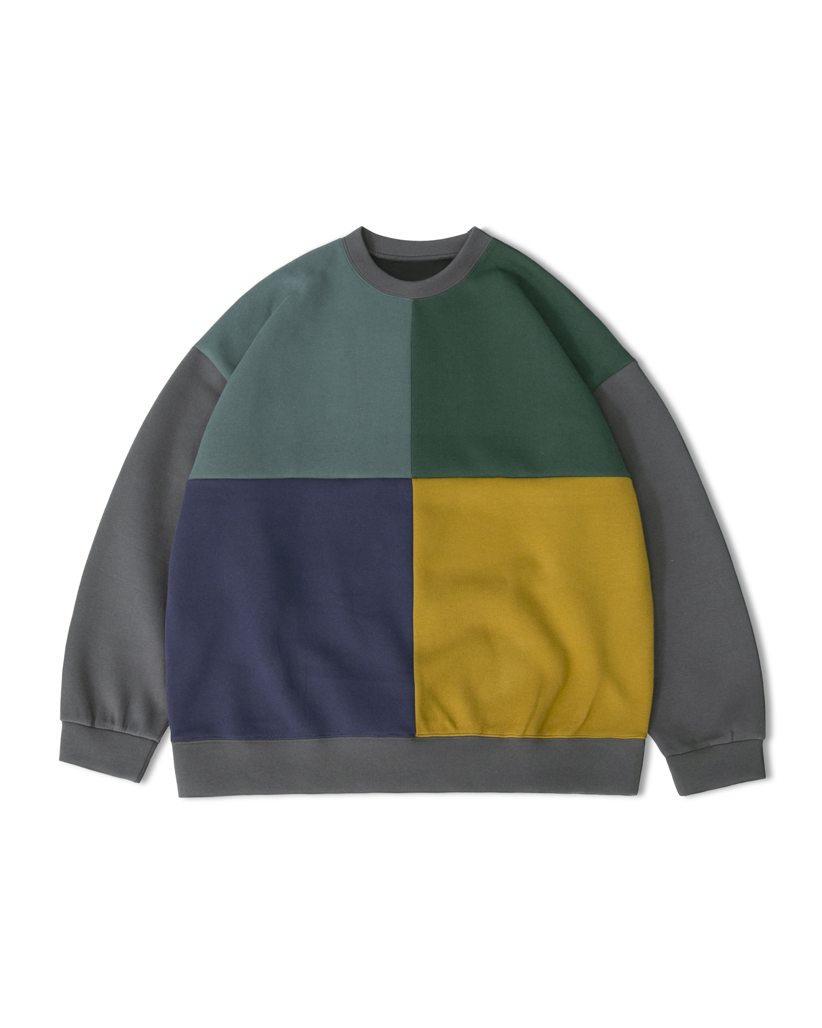 Square Color Block Sweat Shirt - Charcoal