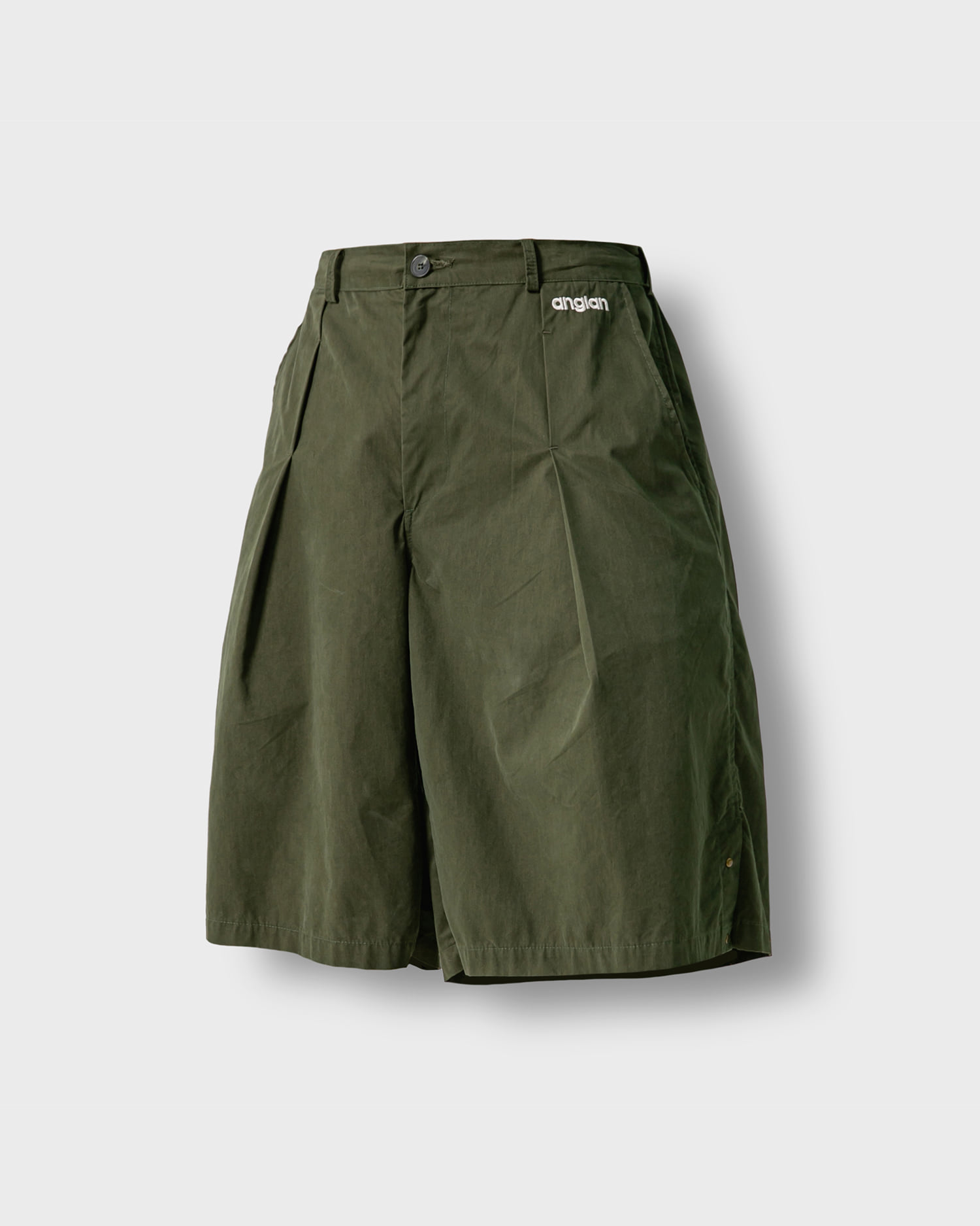 [AG] CN Snap Button Wide Half Pants - Khaki