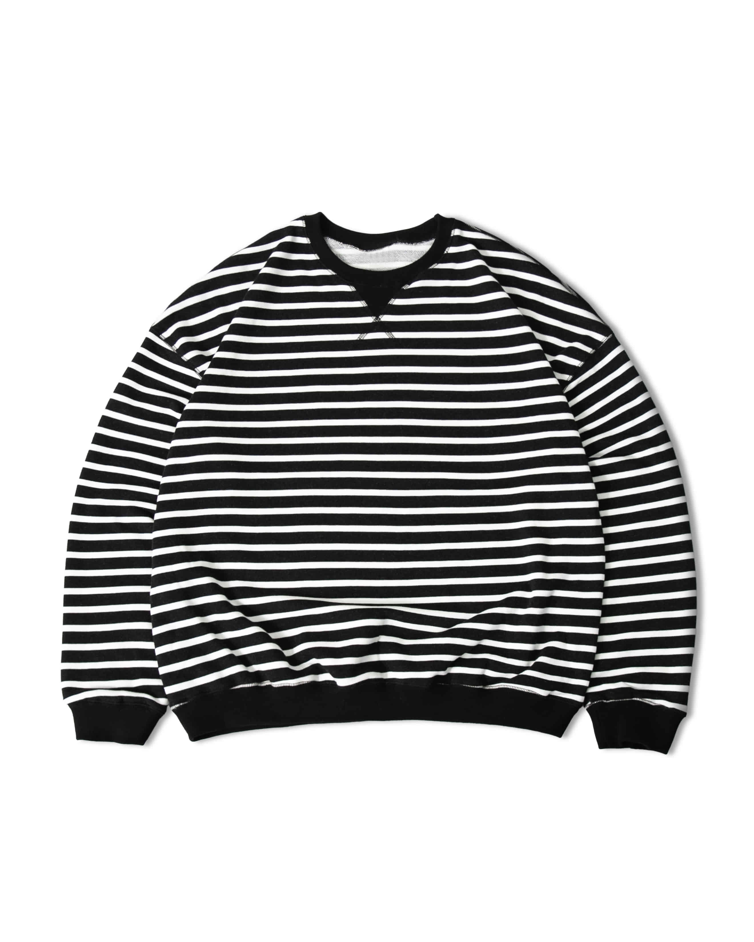 Stripe Loose Sweat Shirt - Black