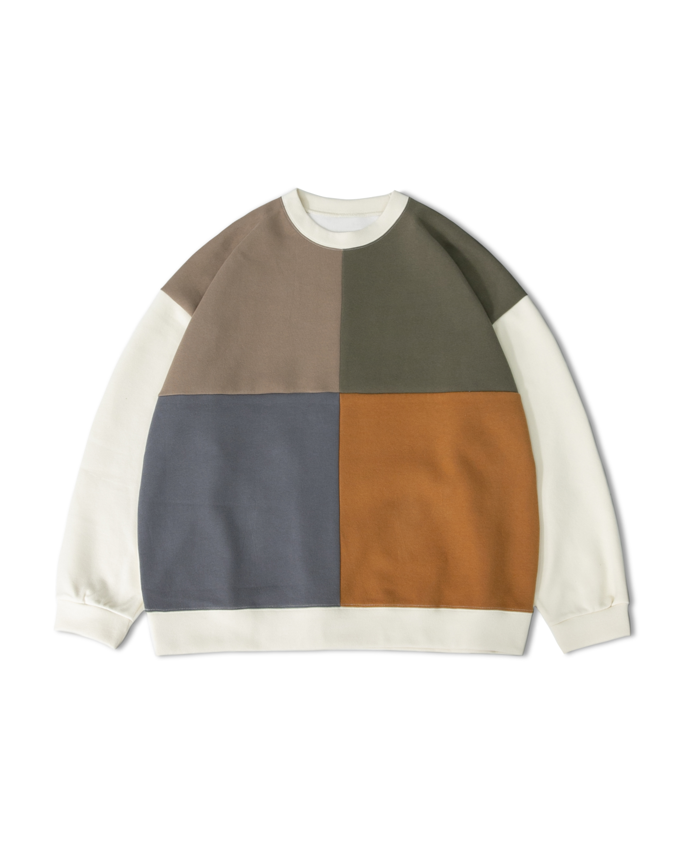Square Color Block Sweat Shirt - Ivory