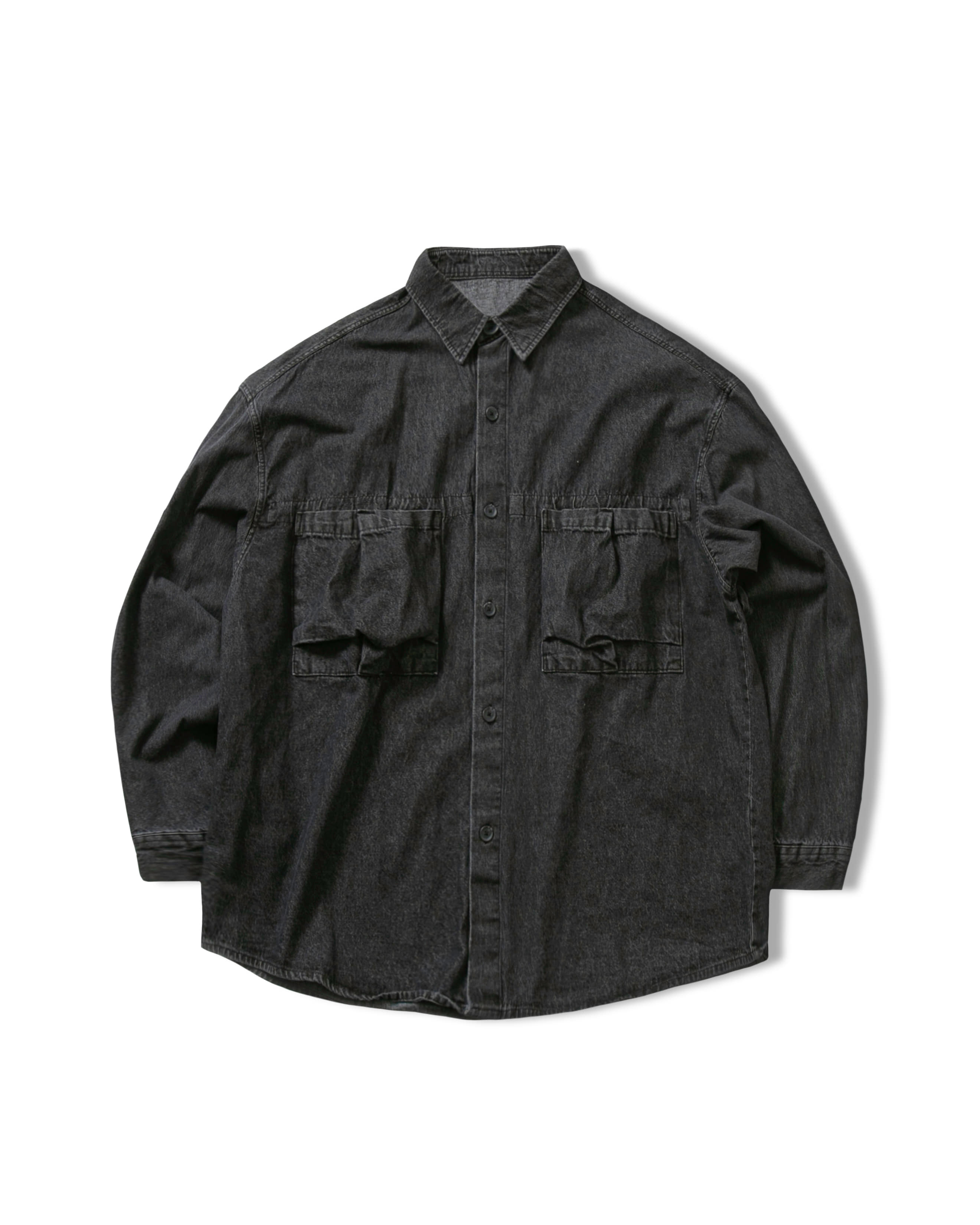 Denim Cargo Pocket Shirt - Grey
