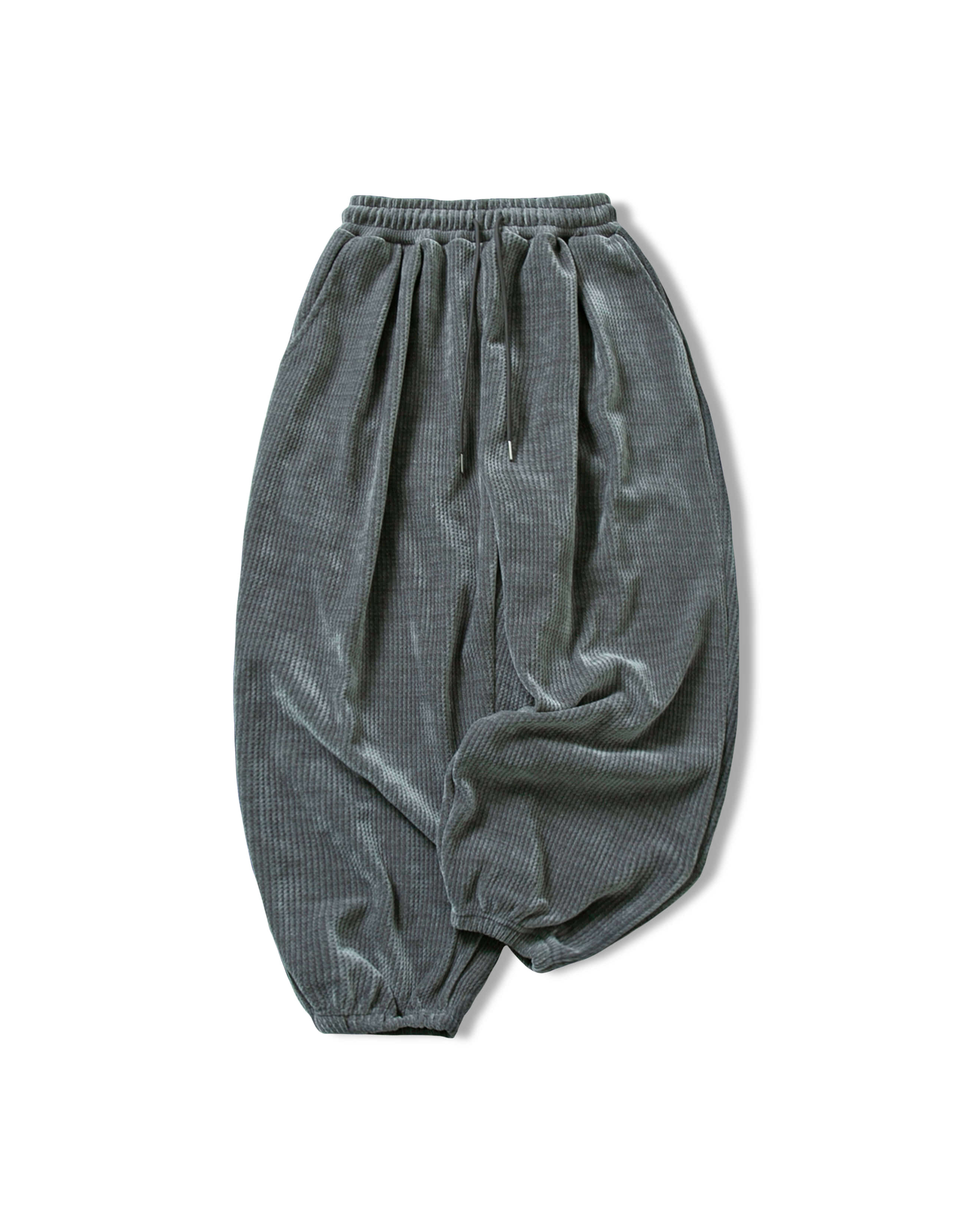 Suede Waffle Jogger Pants - Grey