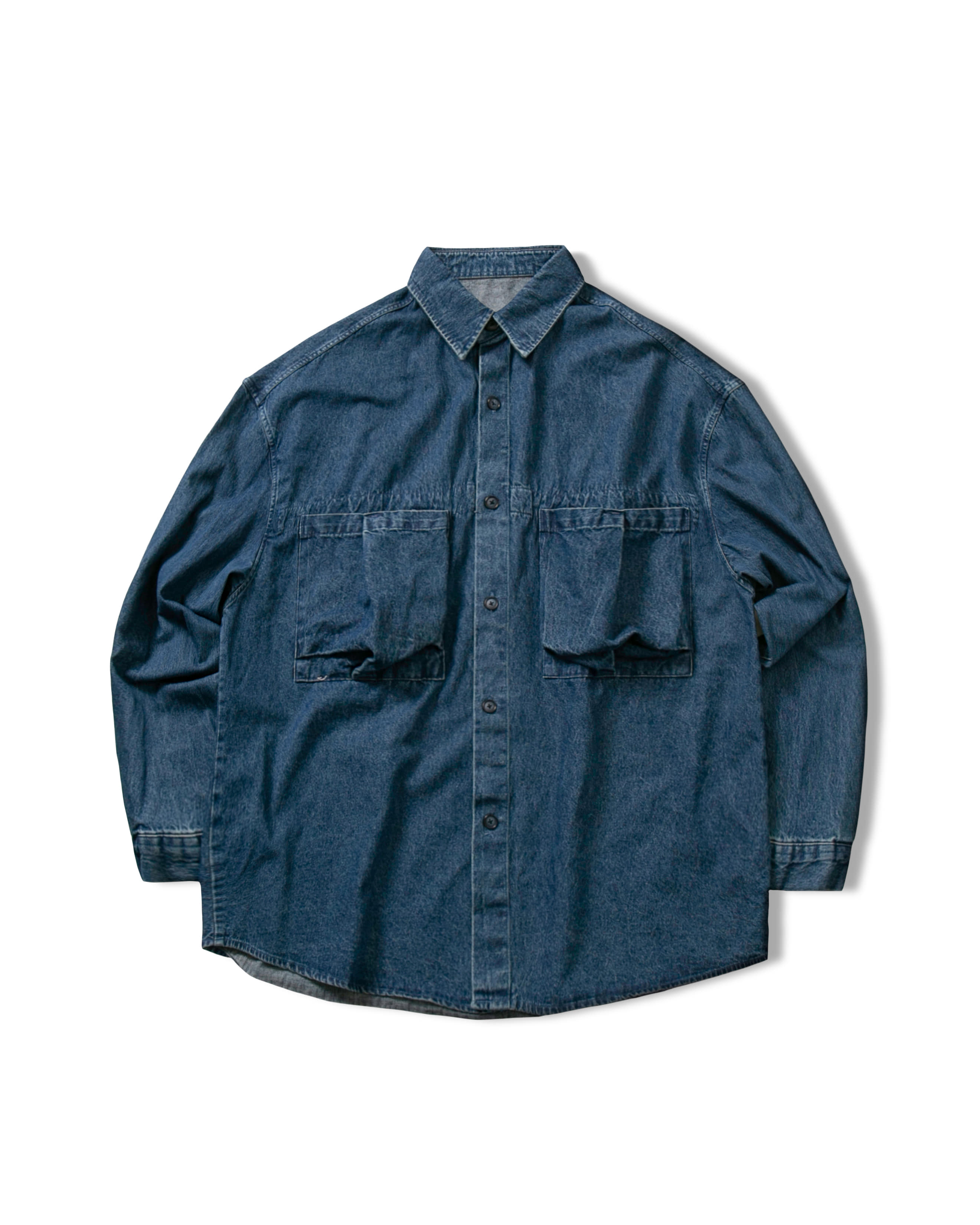 Denim Cargo Pocket Shirt - Blue