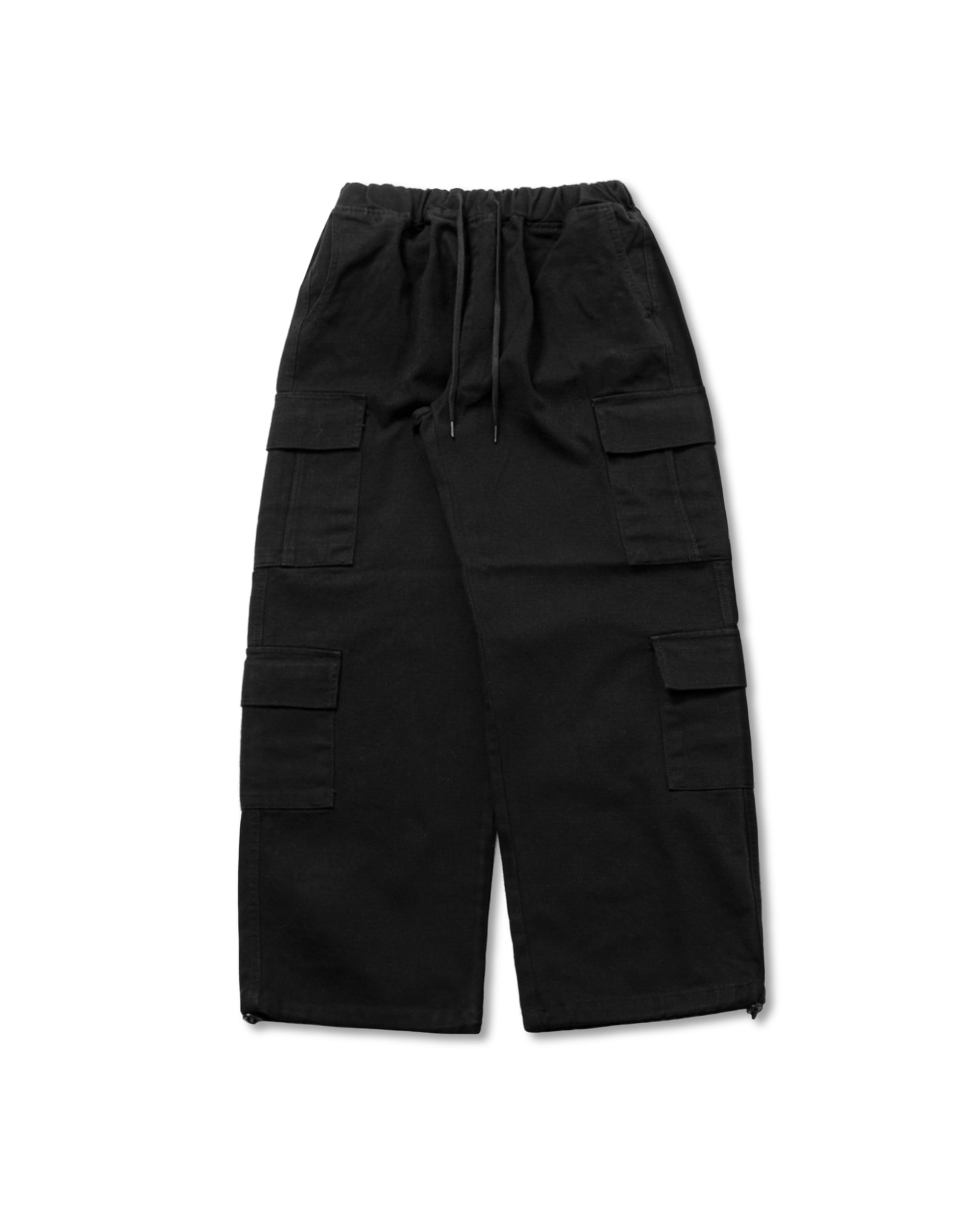 Double Cargo Pocket Banding Pants - Black