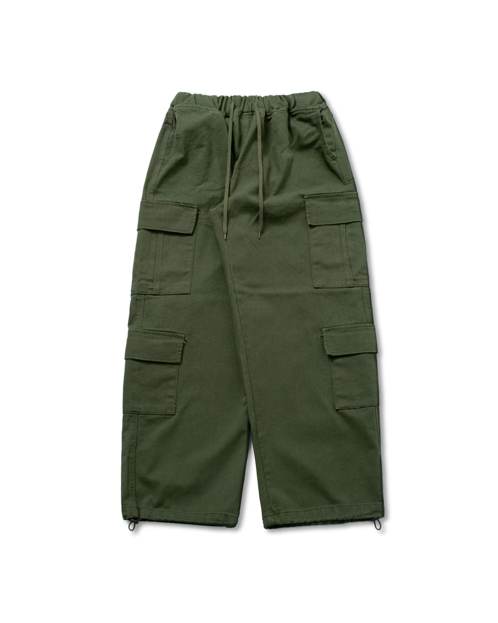 Double Cargo Pocket Banding Pants - Khaki