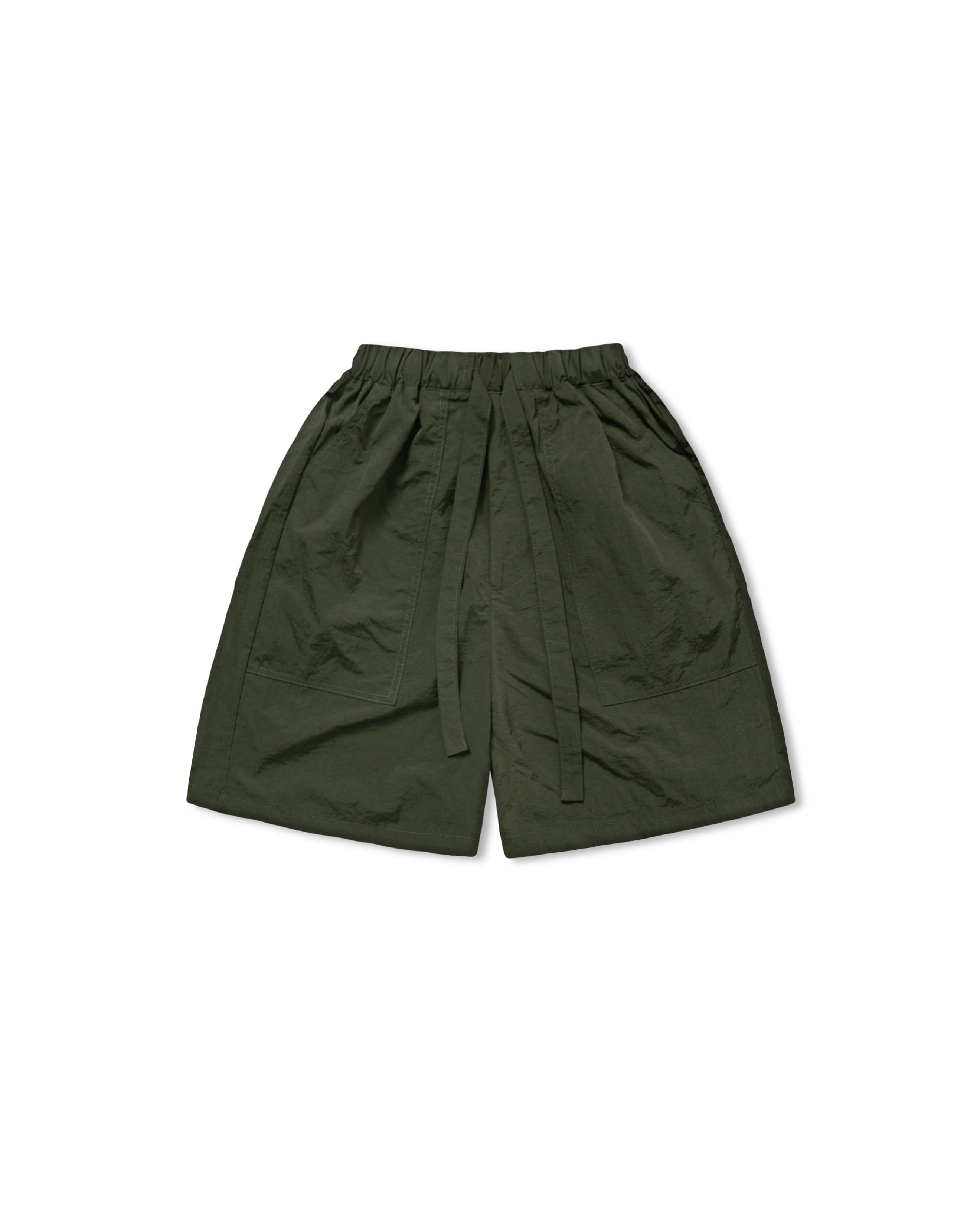 Airy Nylon Strap Shorts - Khaki