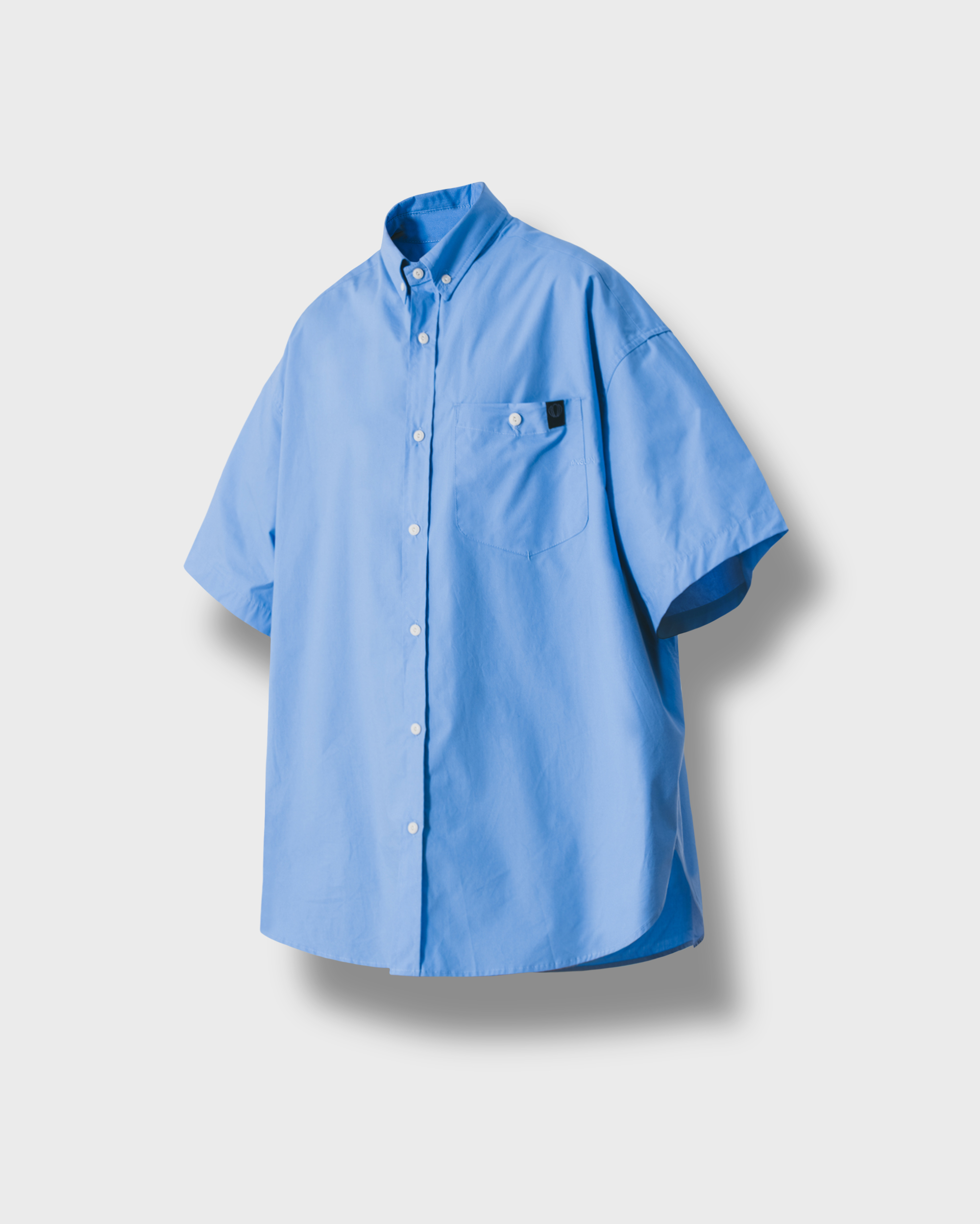 [AG] Elementary Pocket Big Half Shirt - Sax Blue