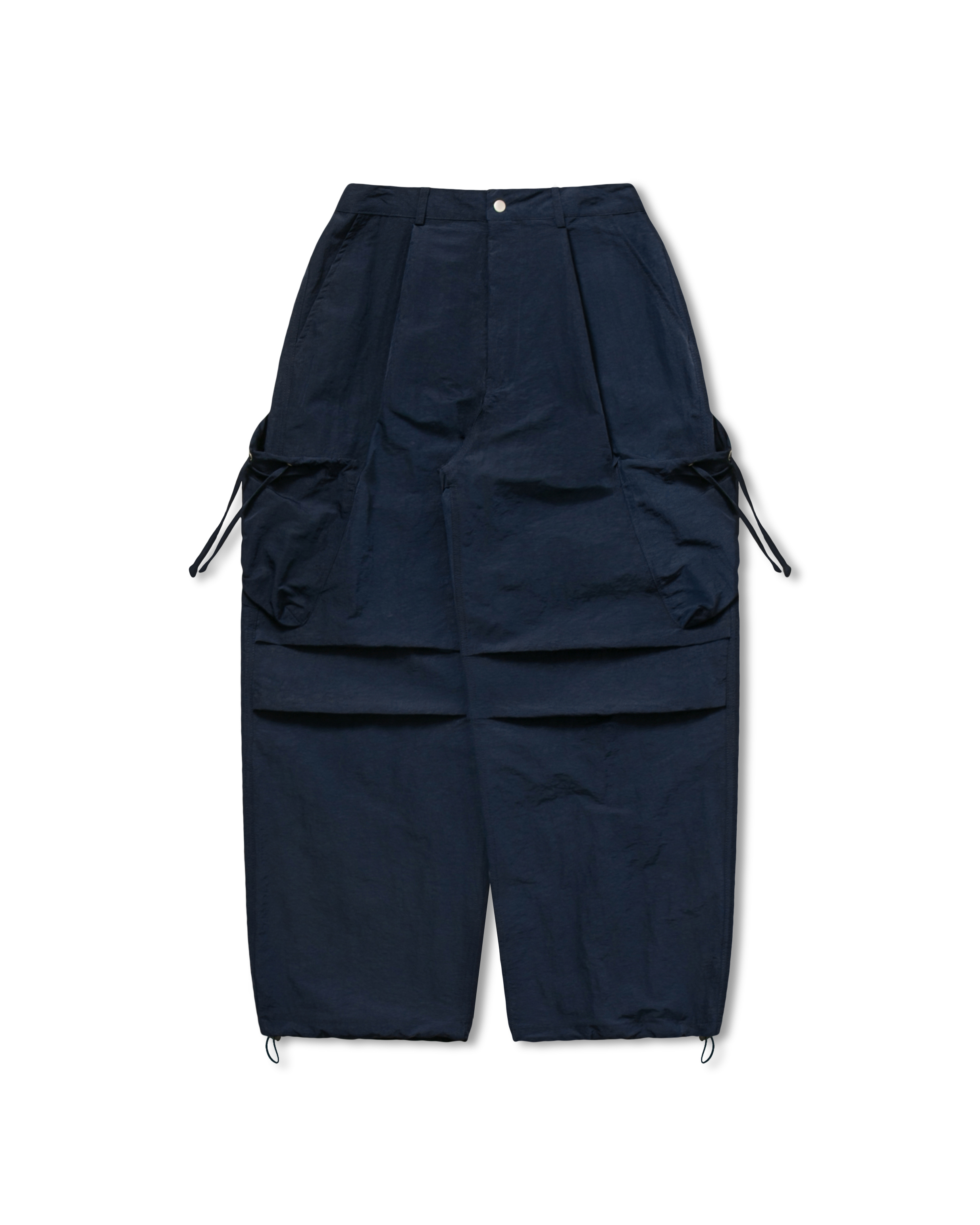 Nylon Strap Cargo Pocket Wide Pants - Navy
