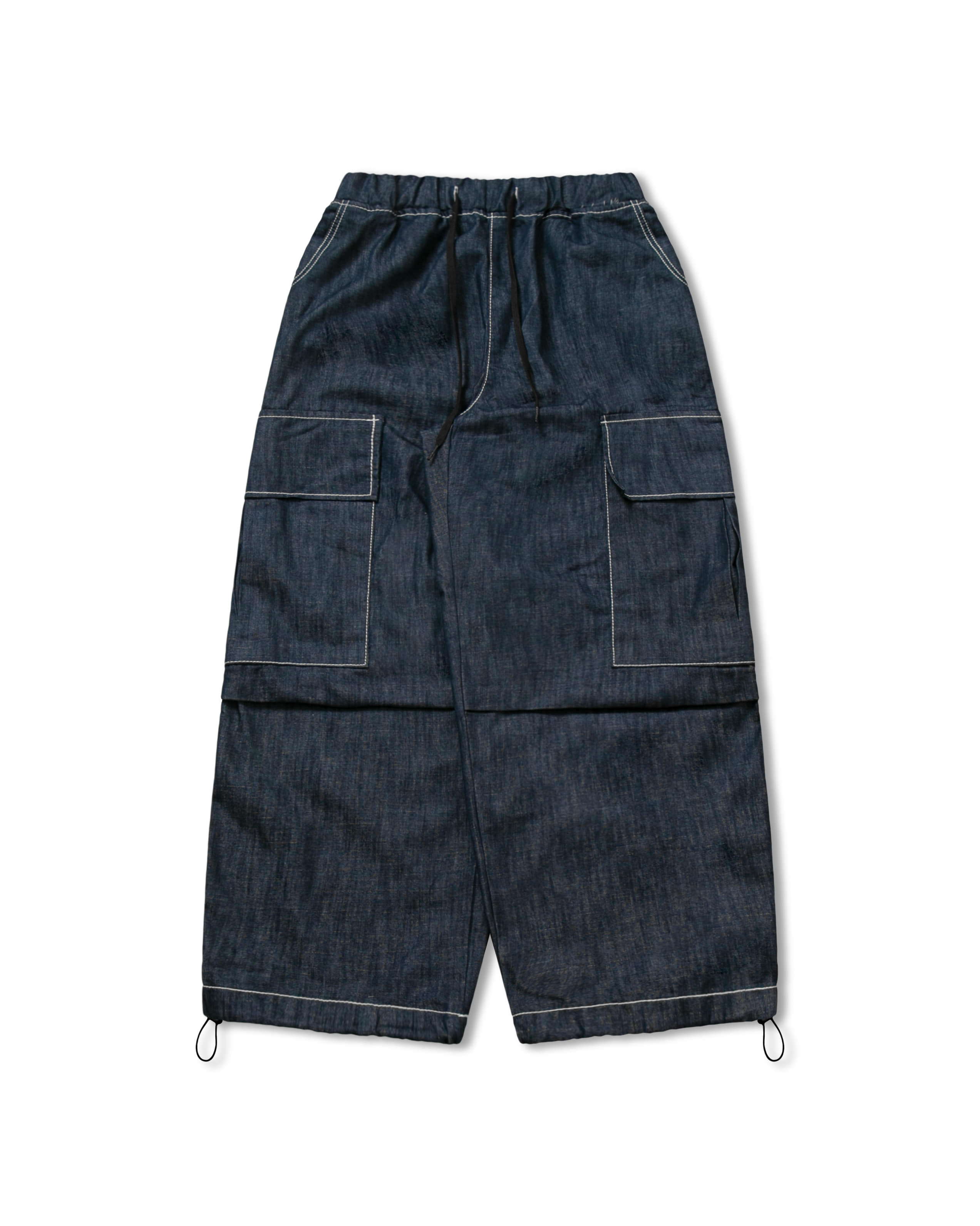 Nonfade Stitch Cargo Denim Pants - Blue Denim