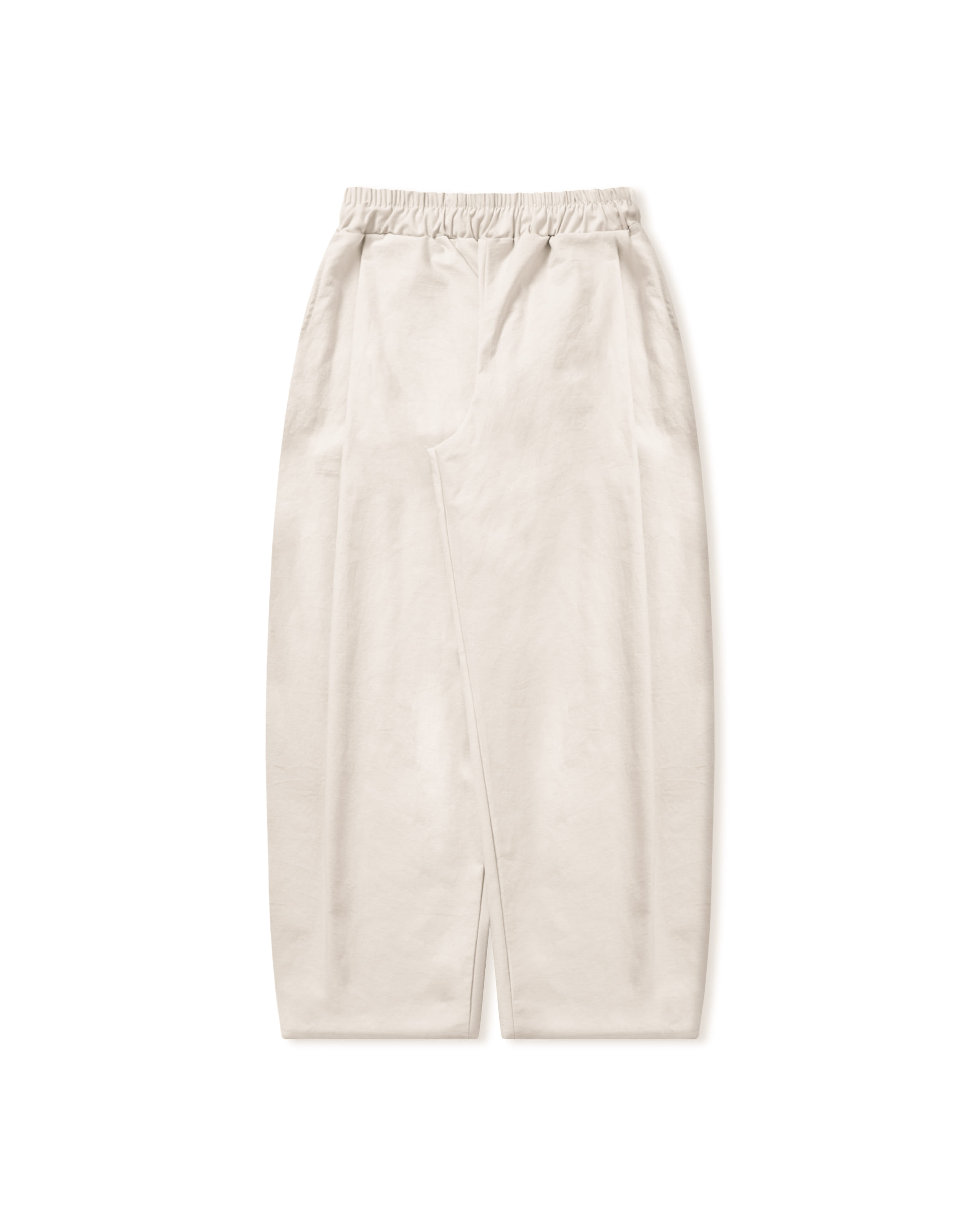 Side Tuck Cotton Wide Pants - Ivory
