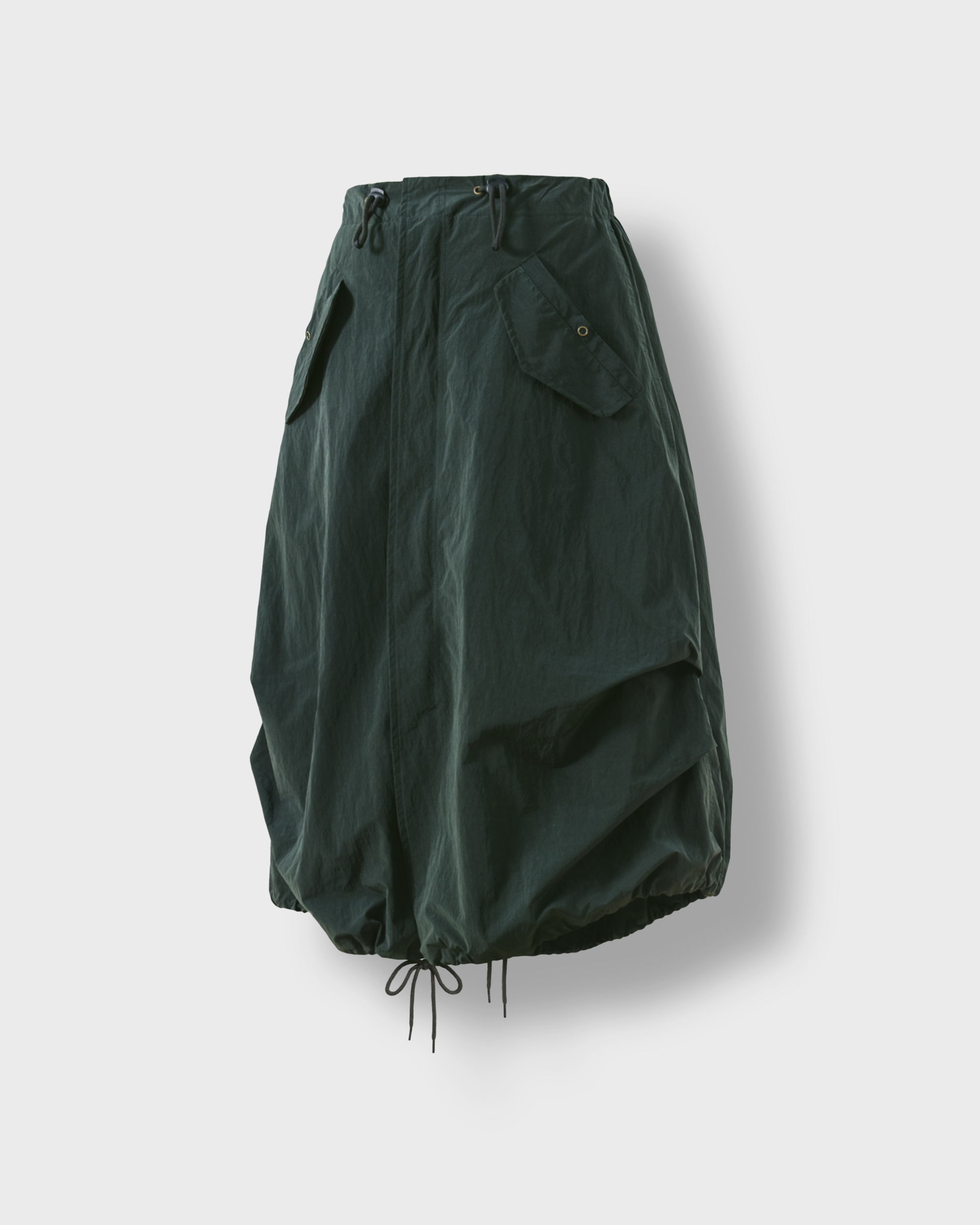 [AG.W] Front Zip Fishtail Balloon Skirt - Khaki